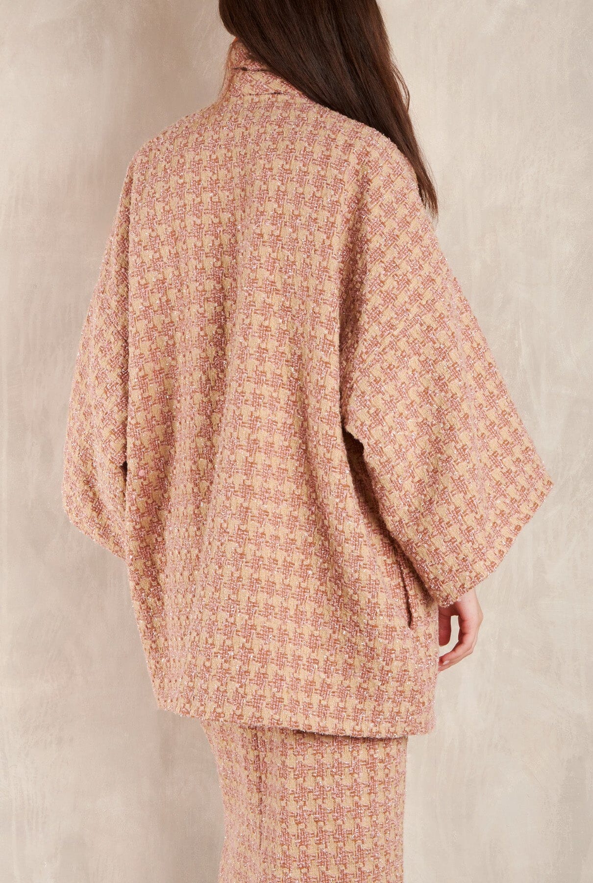 Abrigo Cuadrado Greta Tweed Rosa Coats Duyos