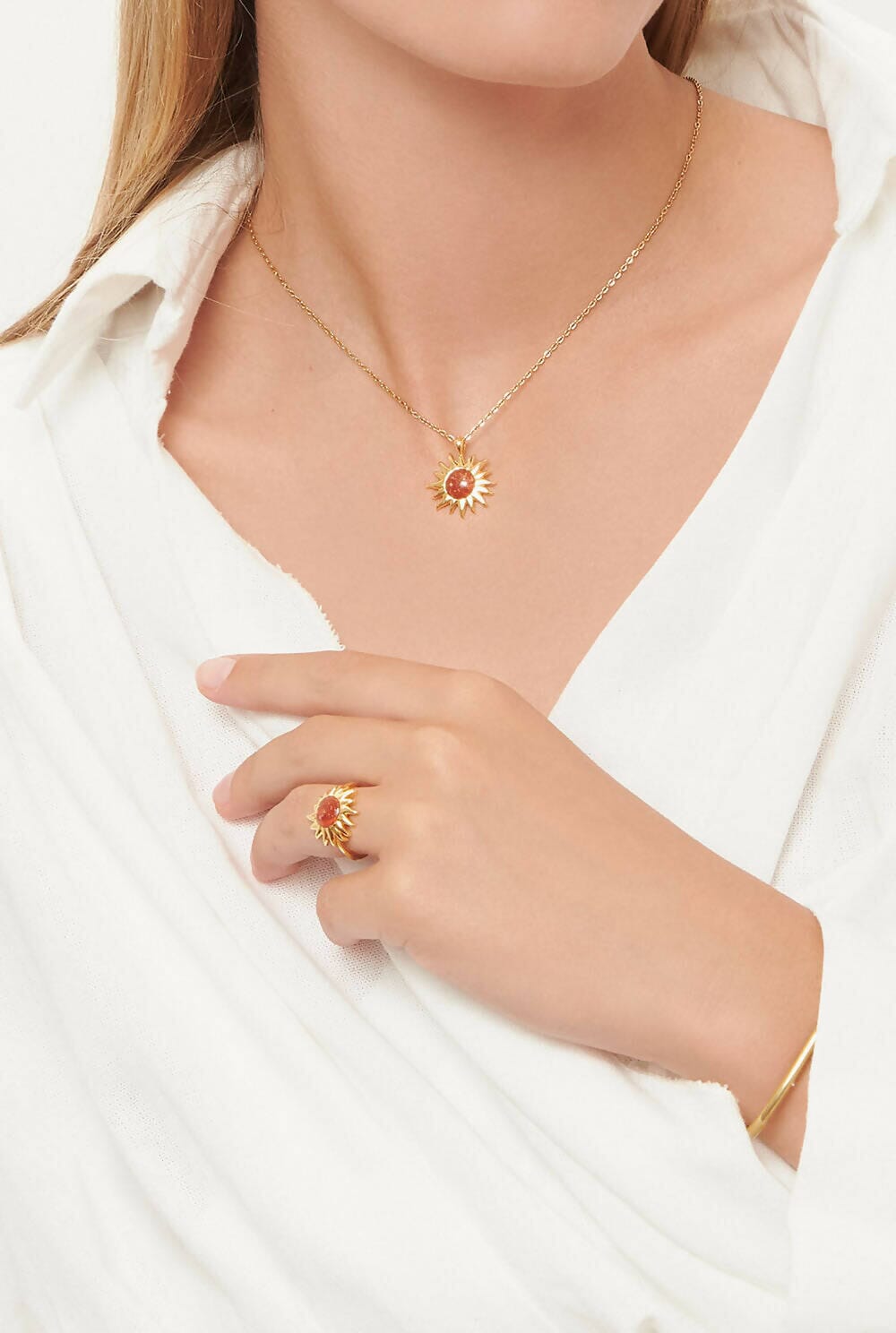 Anillo Sol Coral Rojo Anillos Coolook