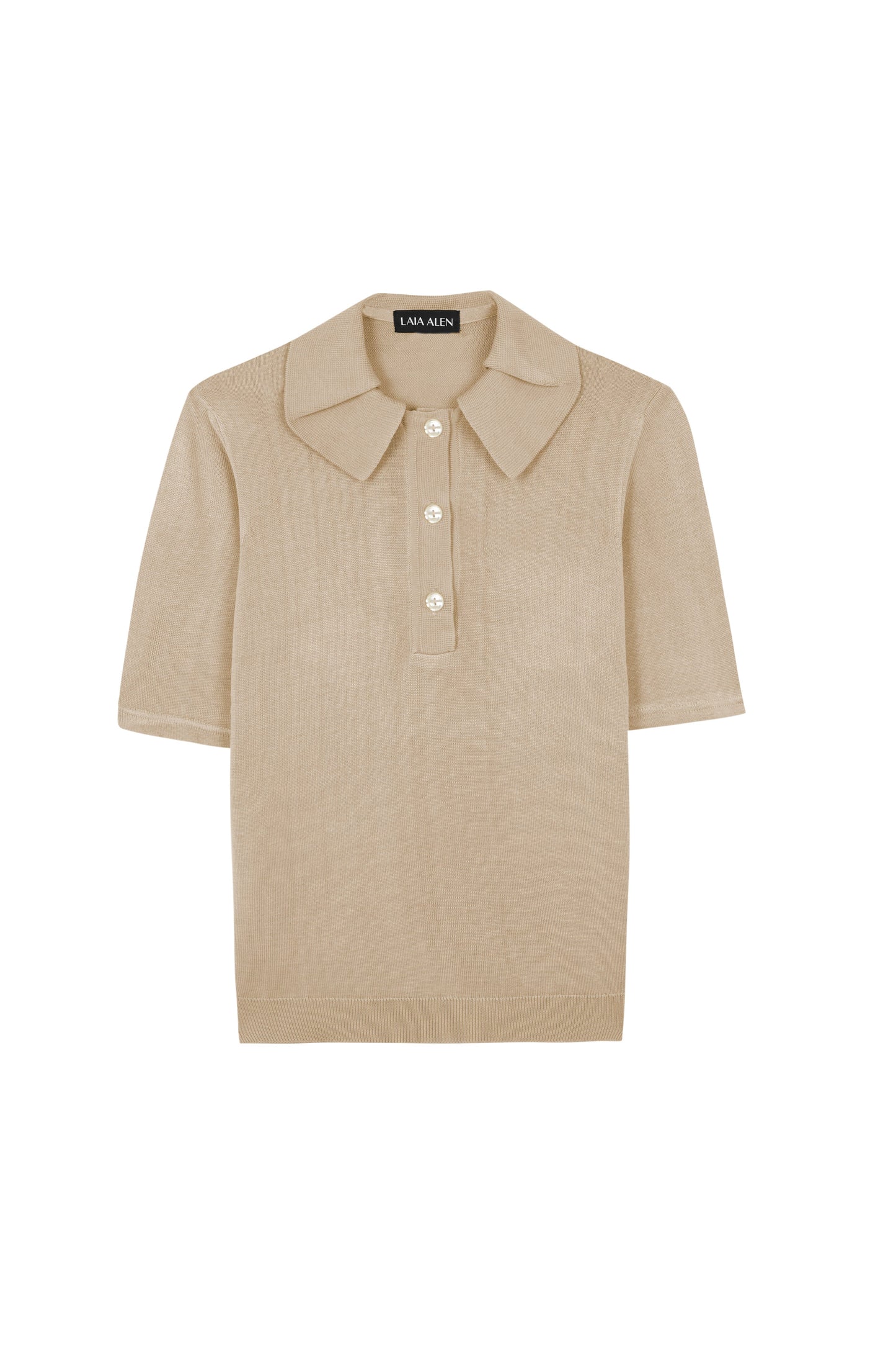 Antonia Silk Polo Beige Shirts & Tops Laia Alen