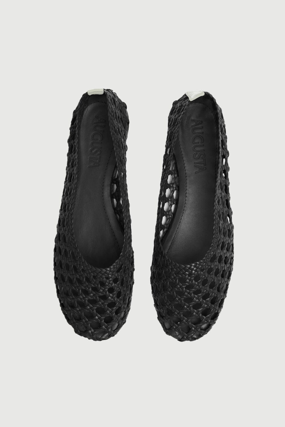 Ava Ballet Flats in Black & White Woven Leather Flat shoes AUGUSTA