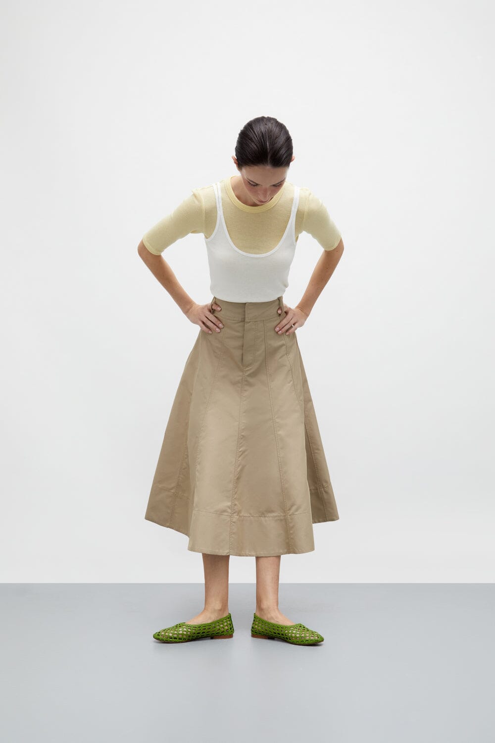 Ava Ballet Flats in Woven Green Leather Ava Woven AUGUSTA