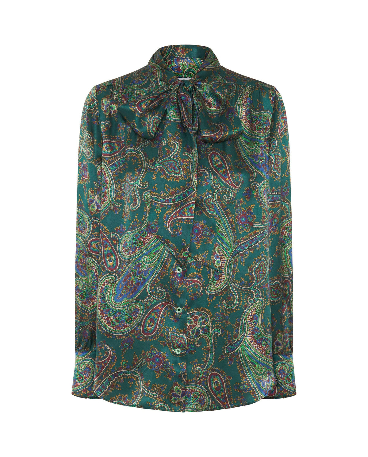 Blusa verde estampado paisley de seda · Mirto · vista 4