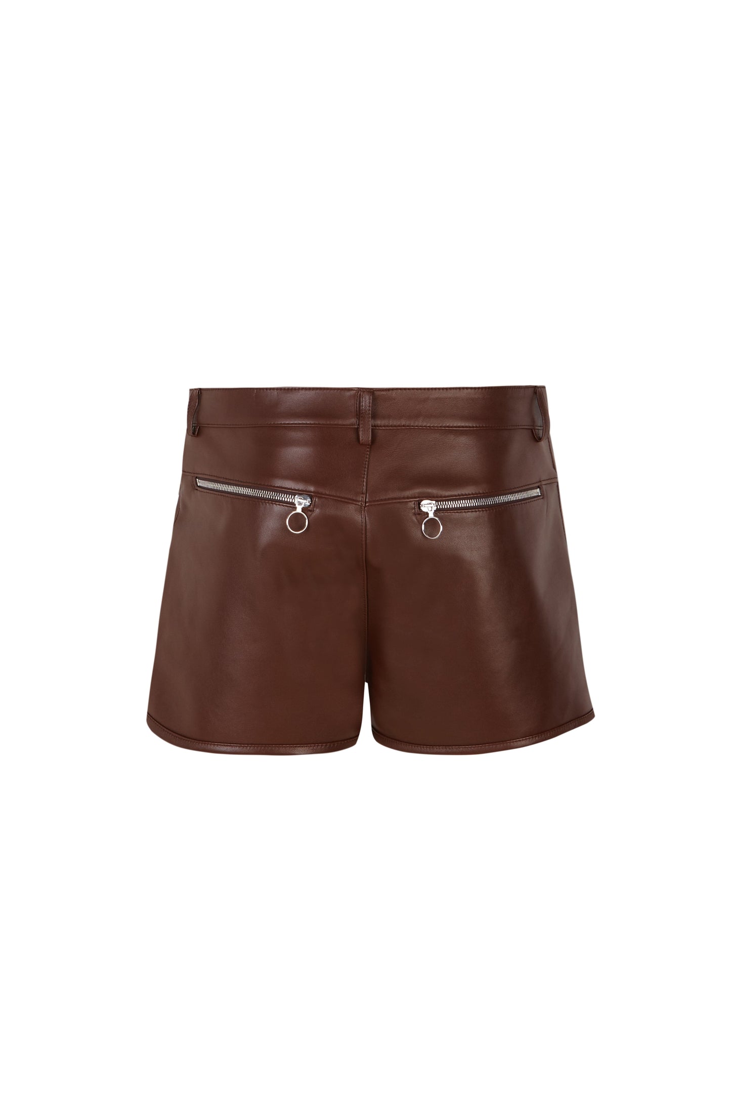 Brown Leather Shorts Short PALOMO SPAIN