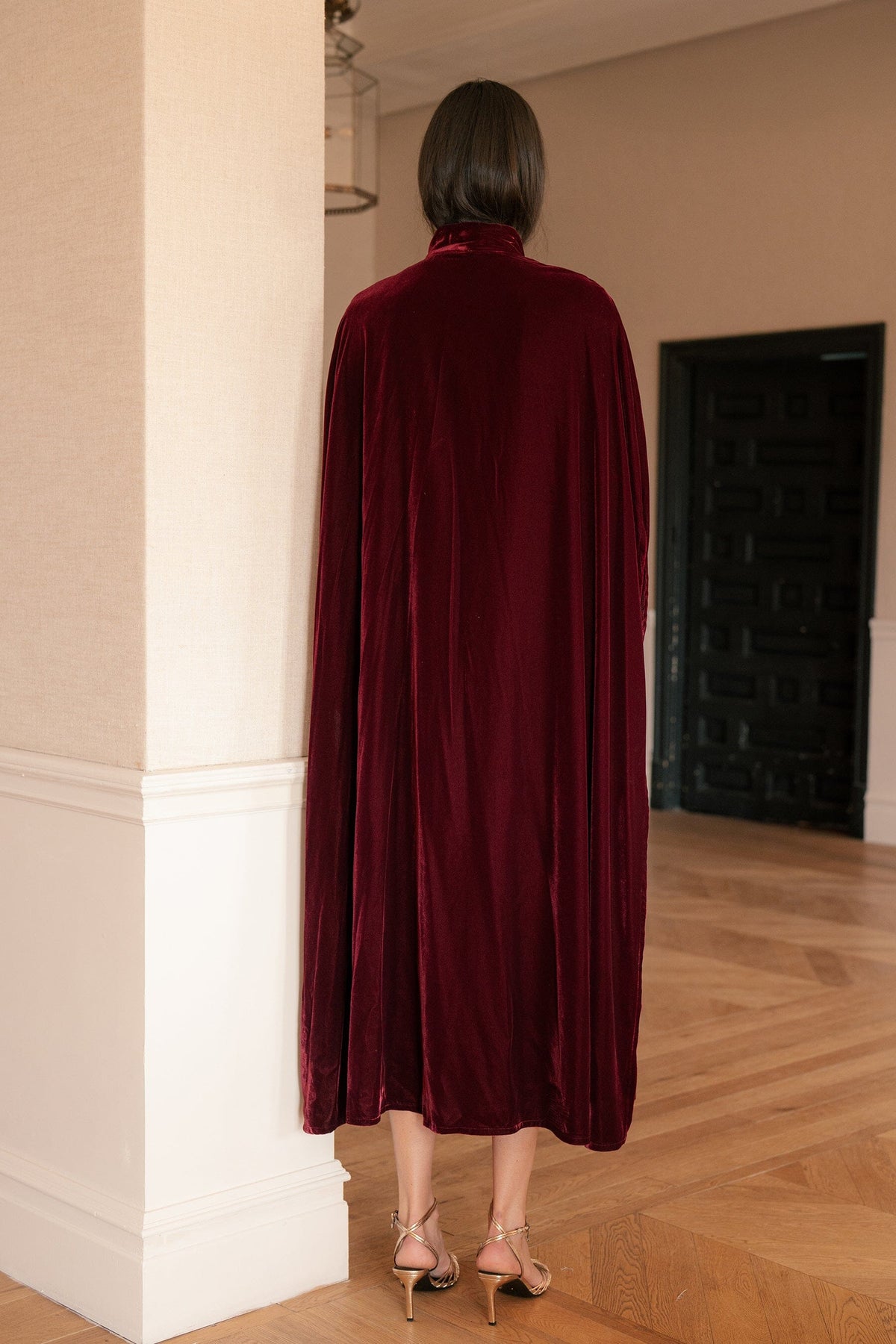 Burgundy Velvet Cape Capes & shawls Vano Studio