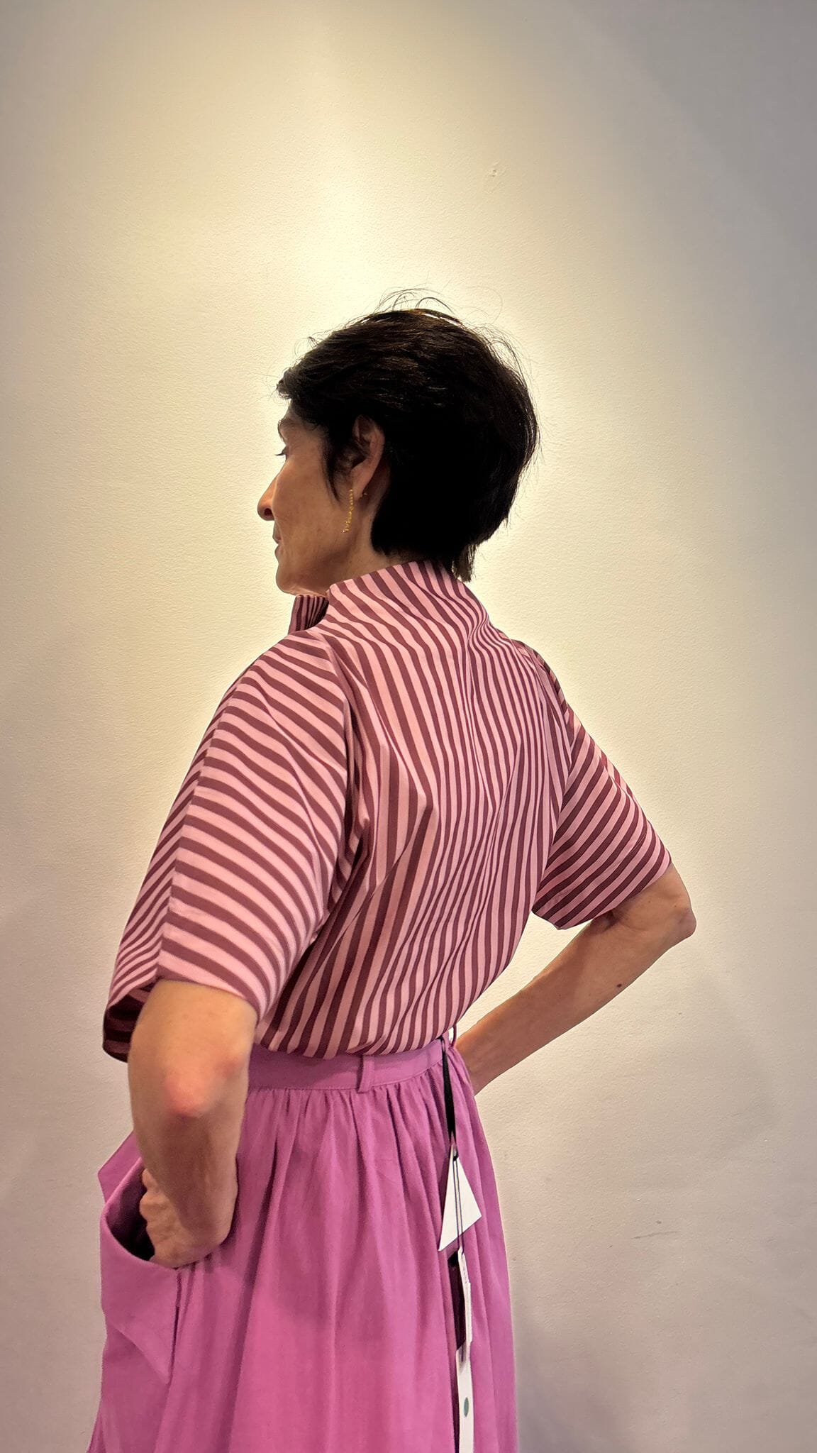 Camisa lateral manga corta rayas rosa/naranja Shirts & blouses Iki Essentials