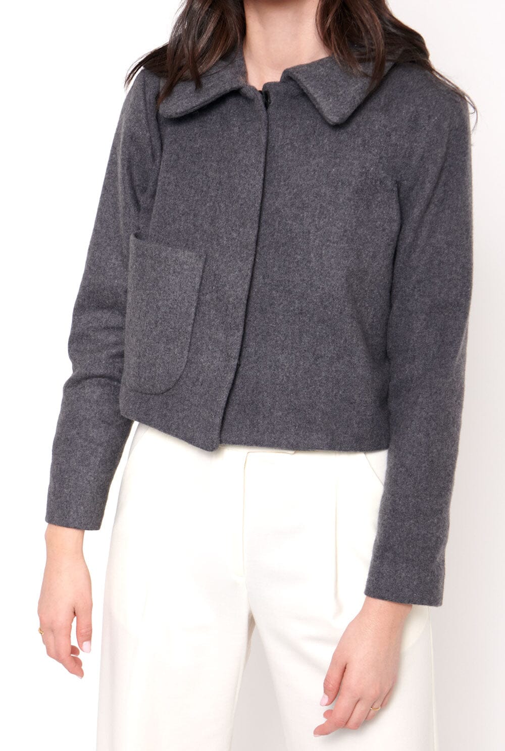 Chaqueta gris bolsillo sobrepuesto Jackets Luciana Estudio