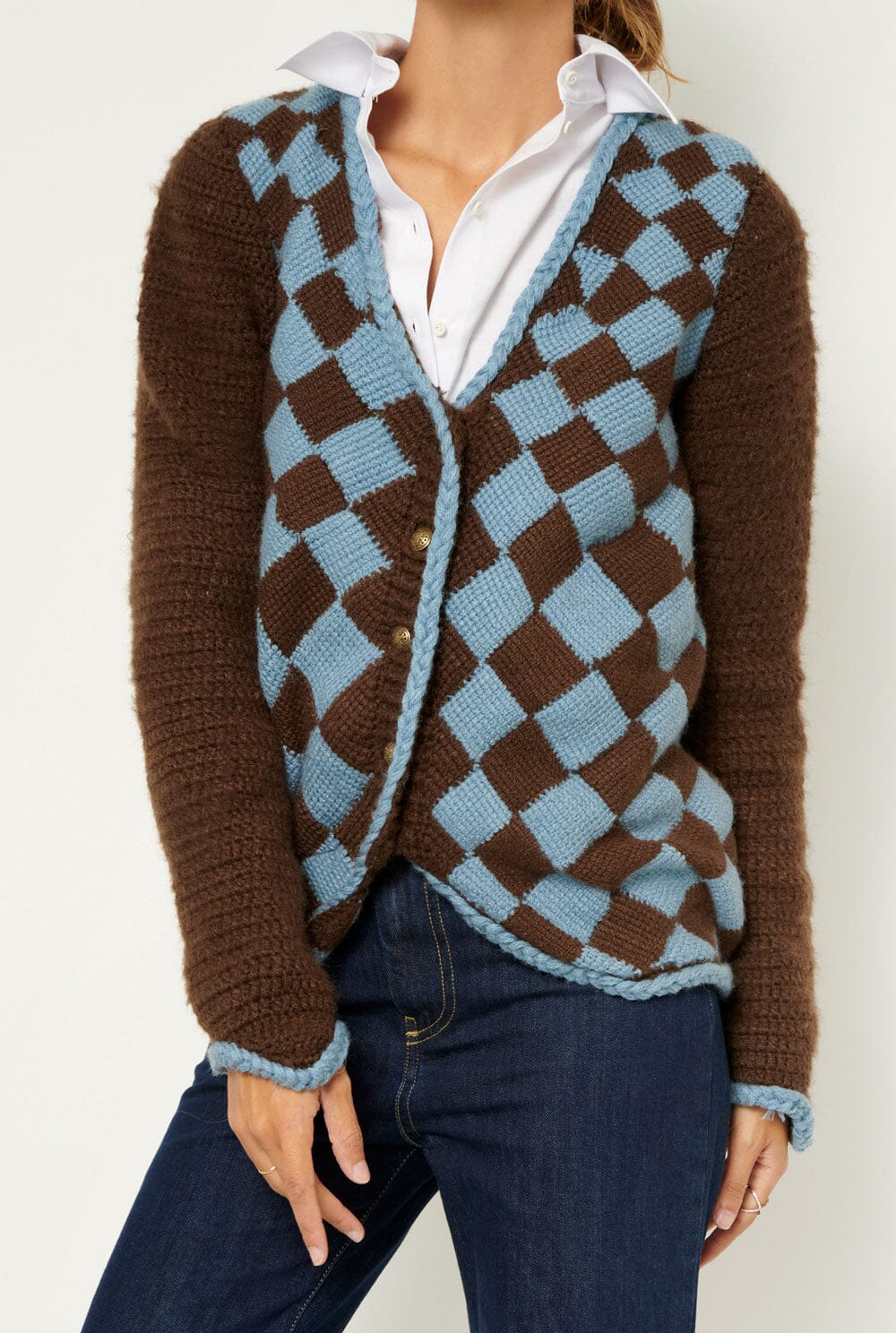 Chaqueta rombos azul y marron Jackets Eiina Brand