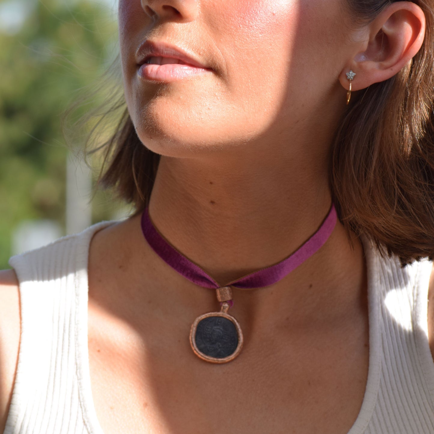 Choker Moneda Bizantina Oro Rosa 18k Necklaces Elena Carrera