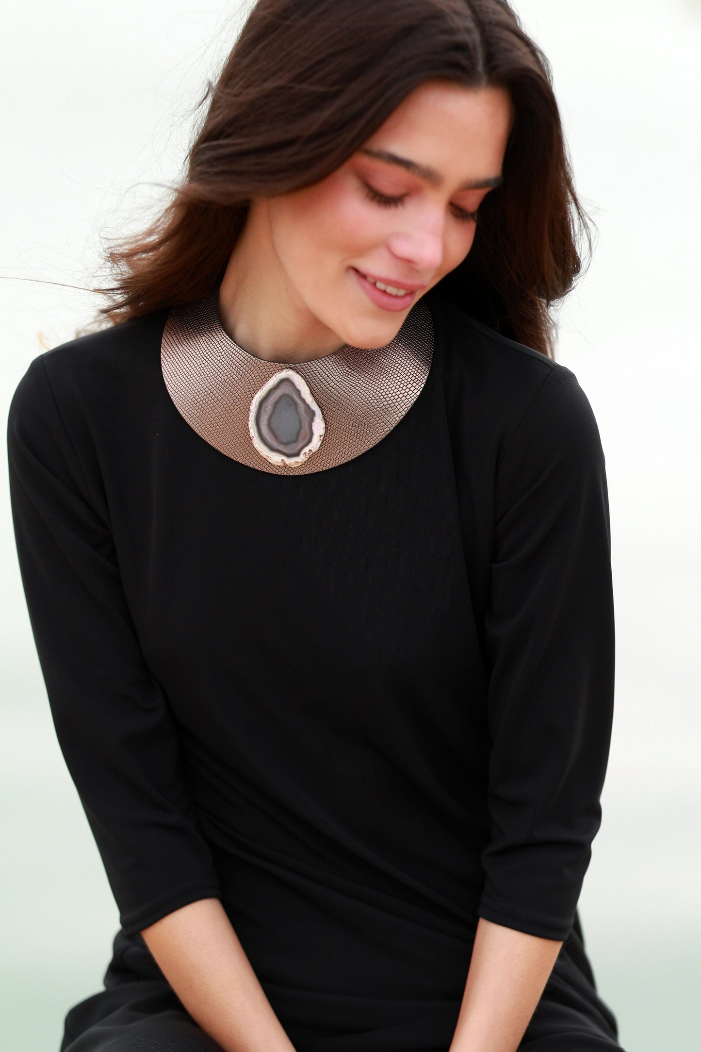 Collar Luz Plomo con Ágata Necklaces Ecue