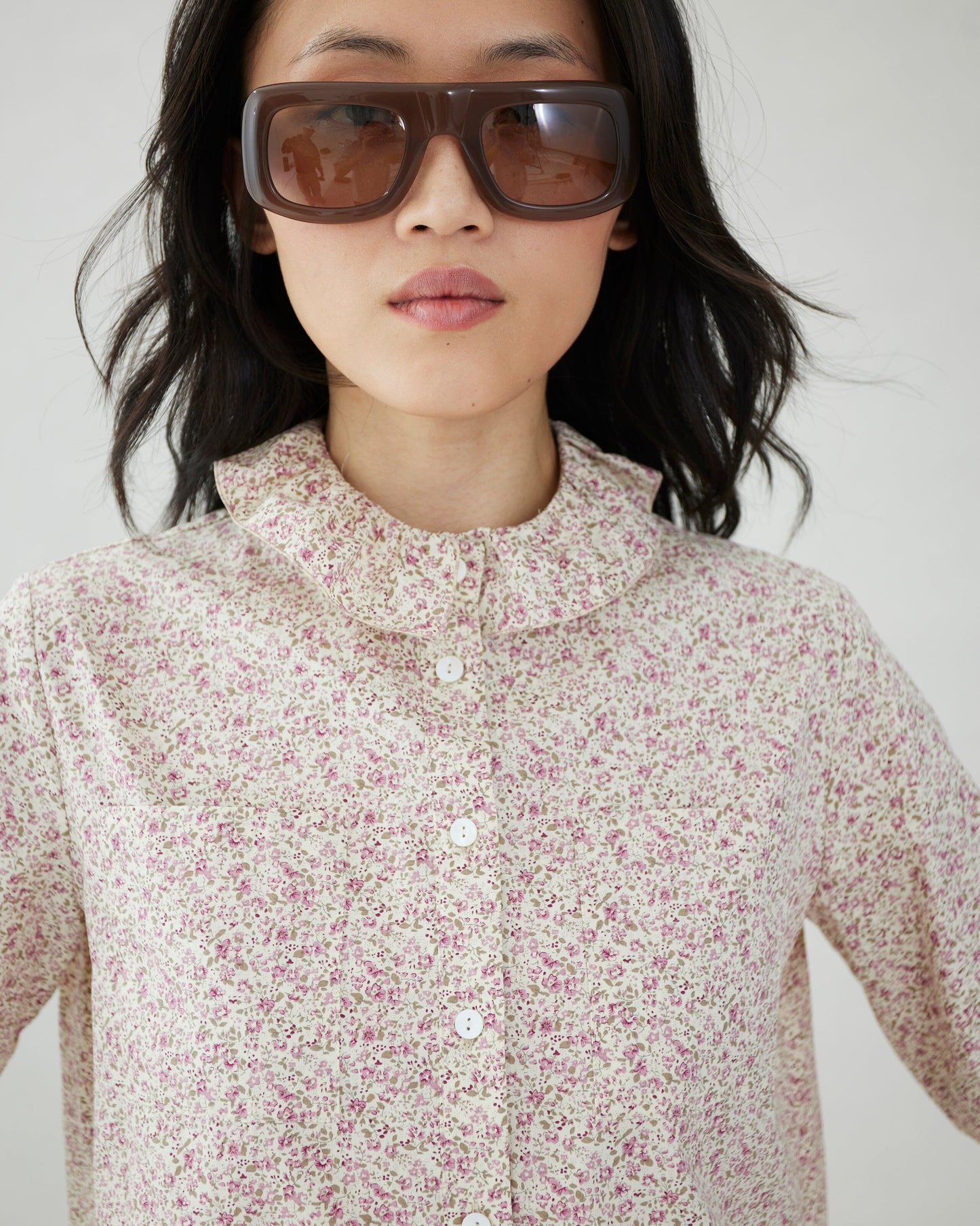 Cotton blouse with ruffle collar Shirts & blouses ES Fascinante