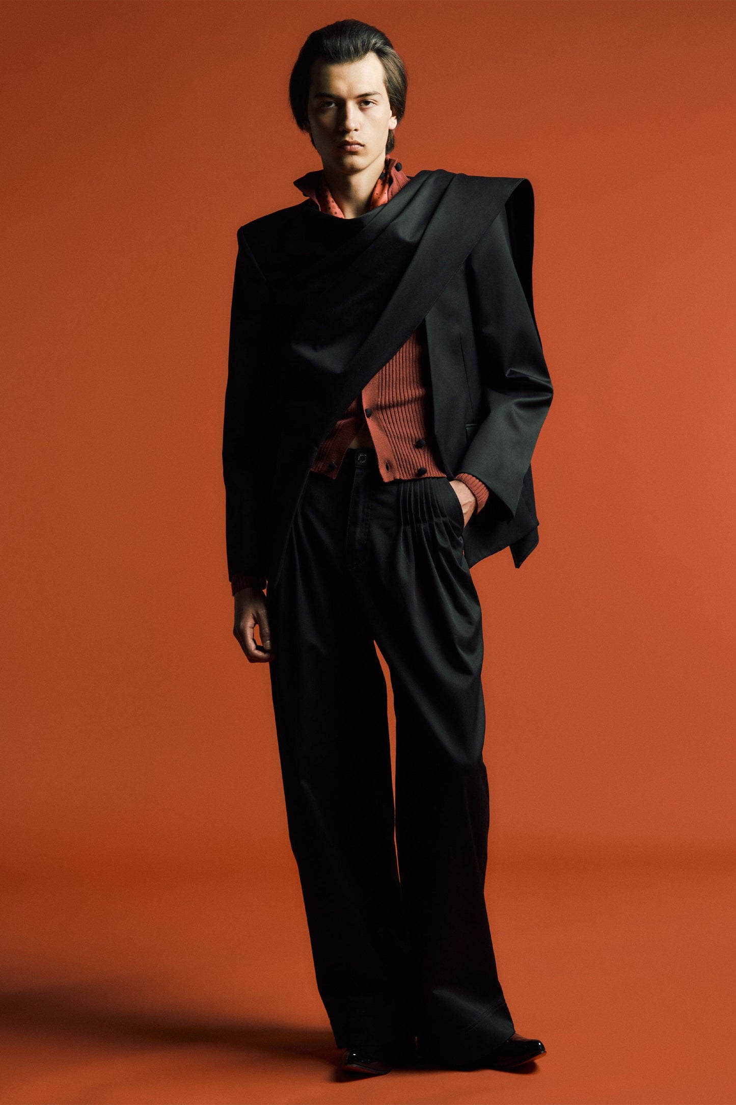 Draped Black Tailored Jacket Jackets PALOMO SPAIN