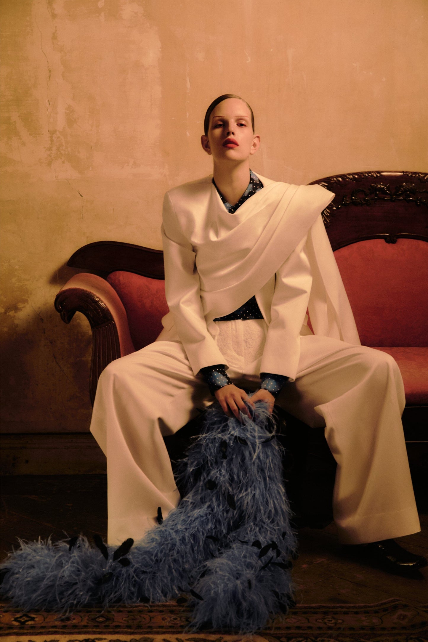 Draped White Tailored Jacket Jackets PALOMO SPAIN