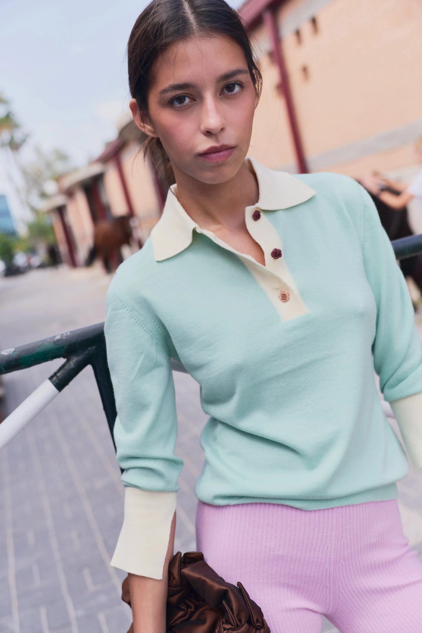 Emily Cashmere blend Polo Mint Green Sweaters Laia Alen