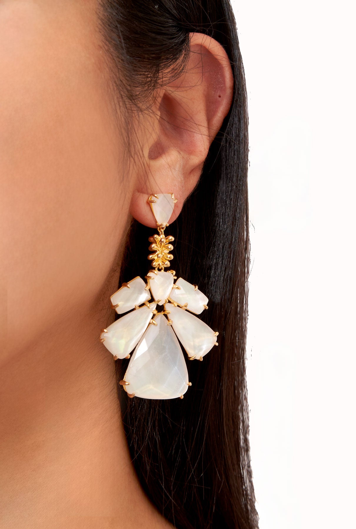 Pendientes Visir Madreperla Blanca