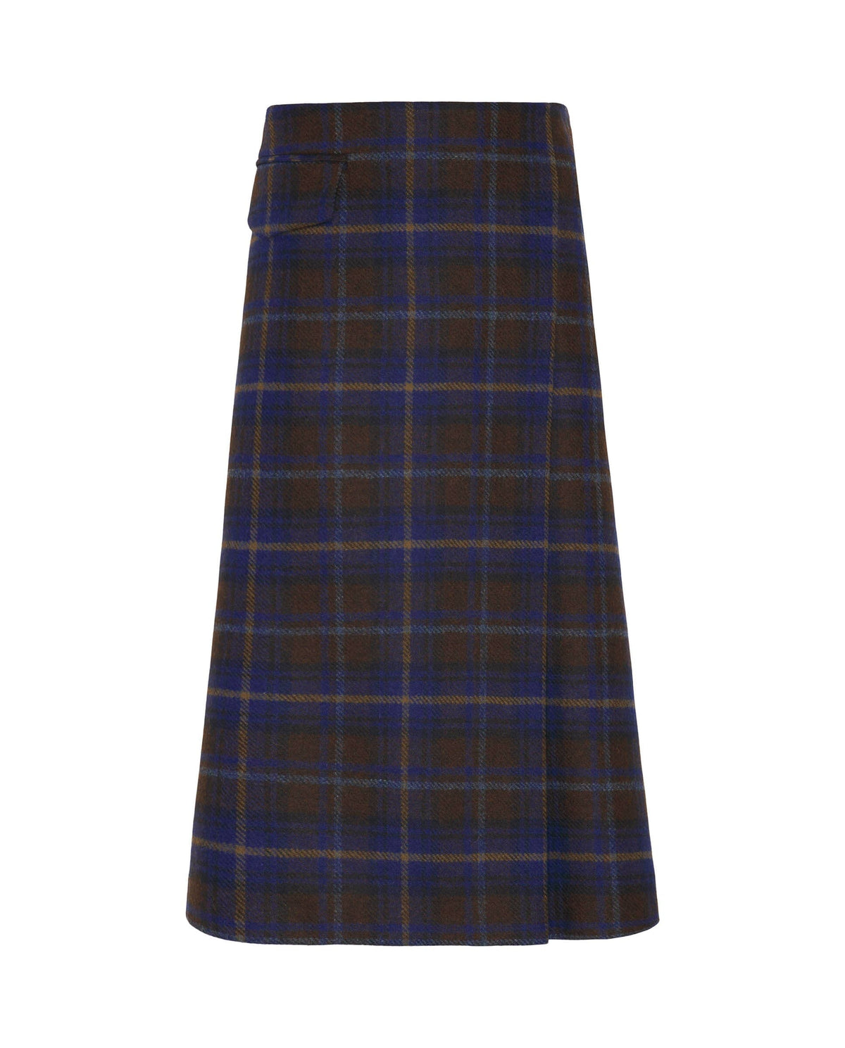 Falda midi azul cuadros de lana Shetland · Mirto · vista 4