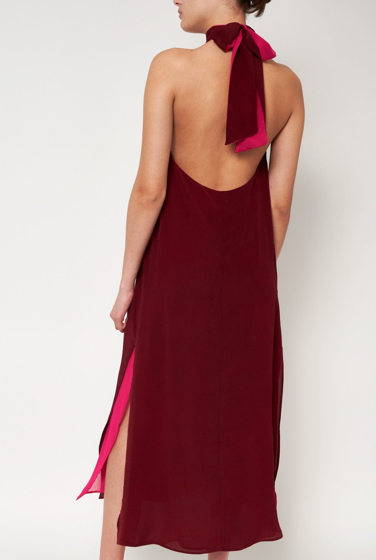 Halter Reversible Extra Long Burgundy/Fucsia Dresses Atelier Aletheia
