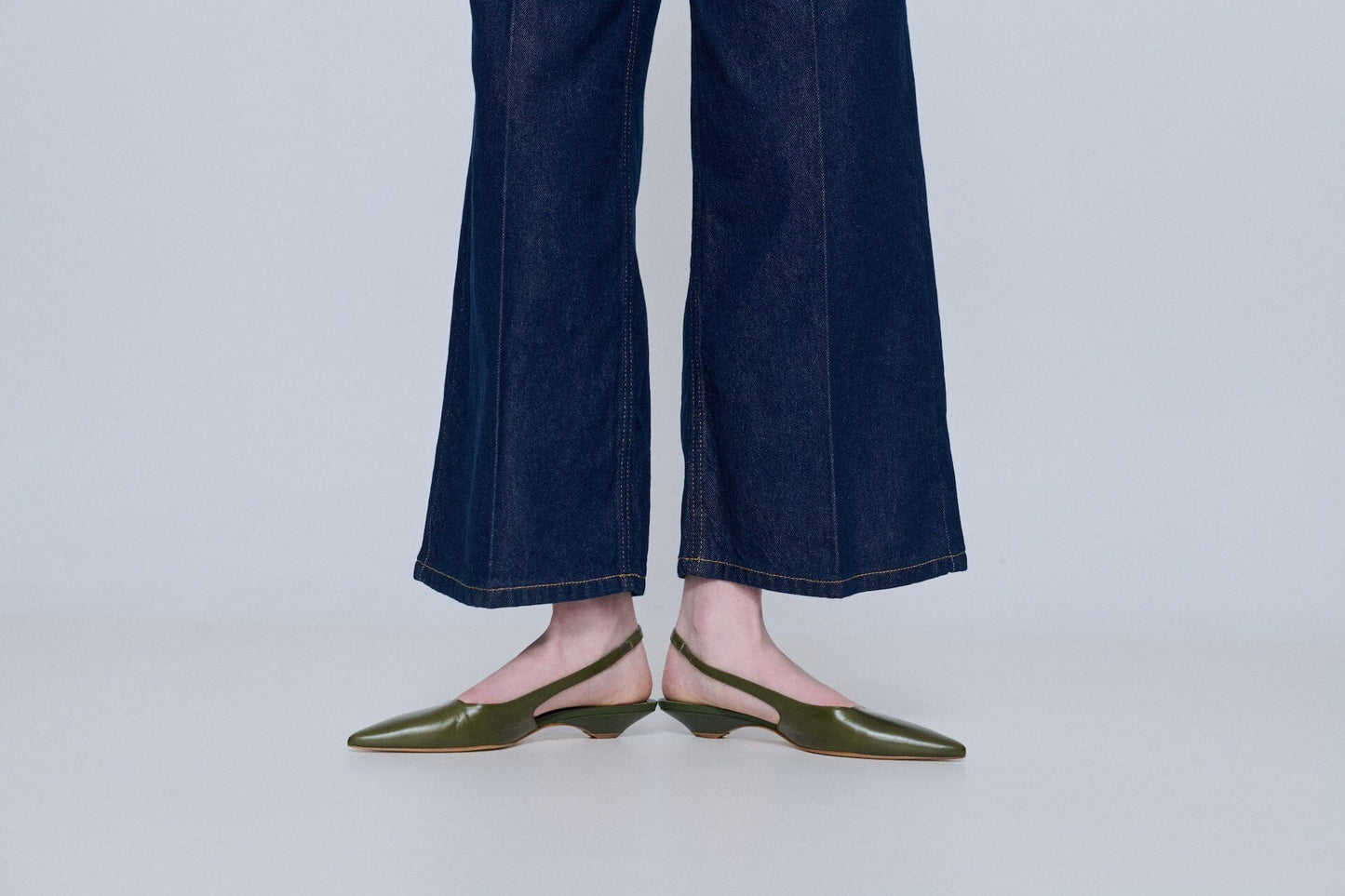 Harper Slingback Flats in Khaki Leather Harper AUGUSTA