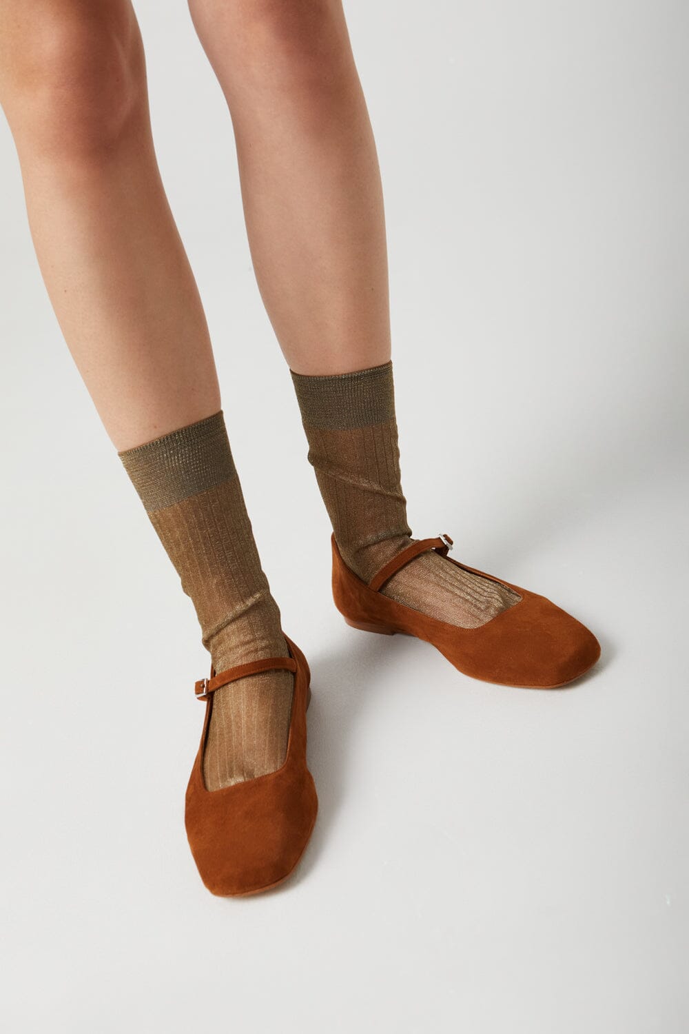 Julieta Mary Janes in Caramel Suede Flat shoes AUGUSTA
