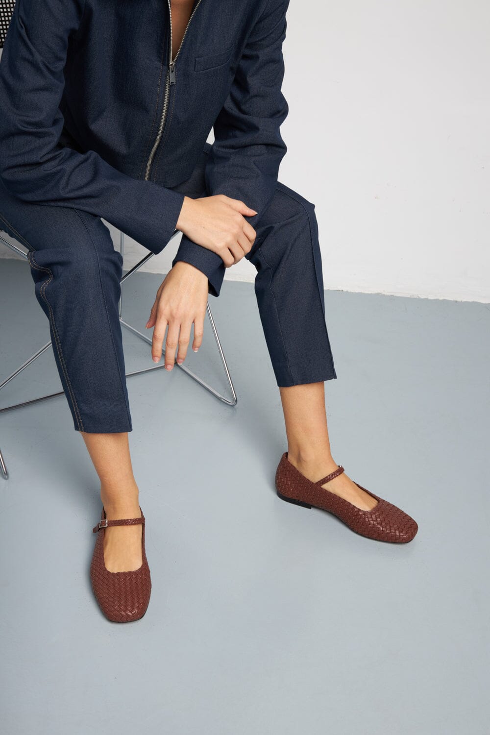 Julieta Mary Janes in Chocolate Braided Leather Julieta AUGUSTA