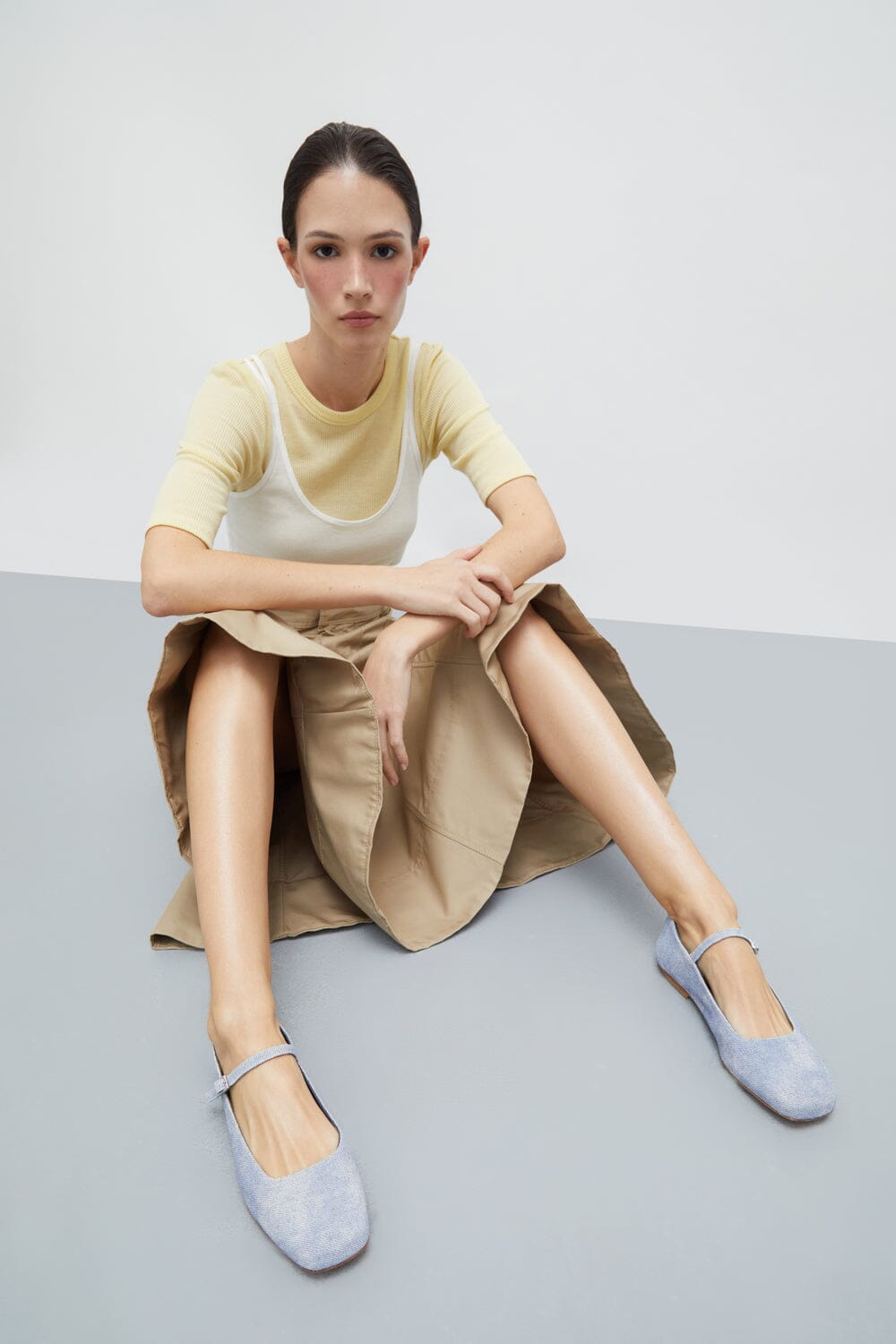 Julieta Mary Janes in Denim-Effect Leather Julieta AUGUSTA