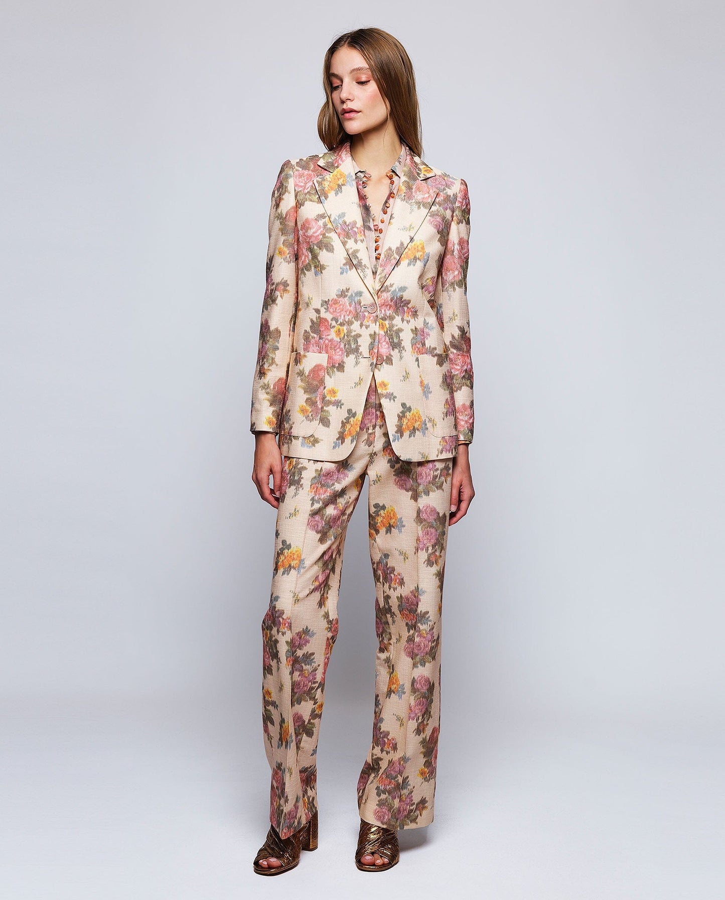 Pantalón de algodón estampado floral naranja MUJER / PANTALONES / PANTALONES LARGOS Mirto