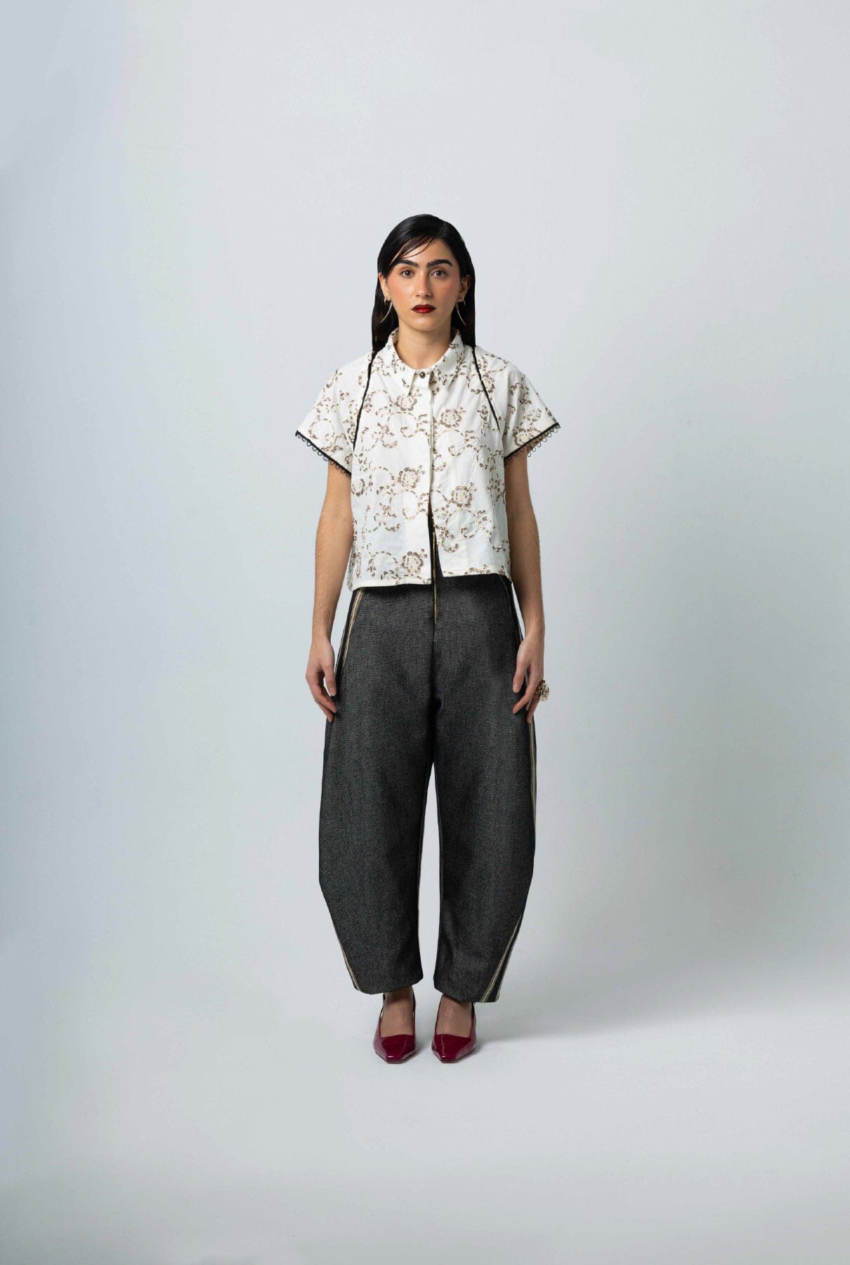 Pantalon globo negro rayas Trousers E.R.A.X.