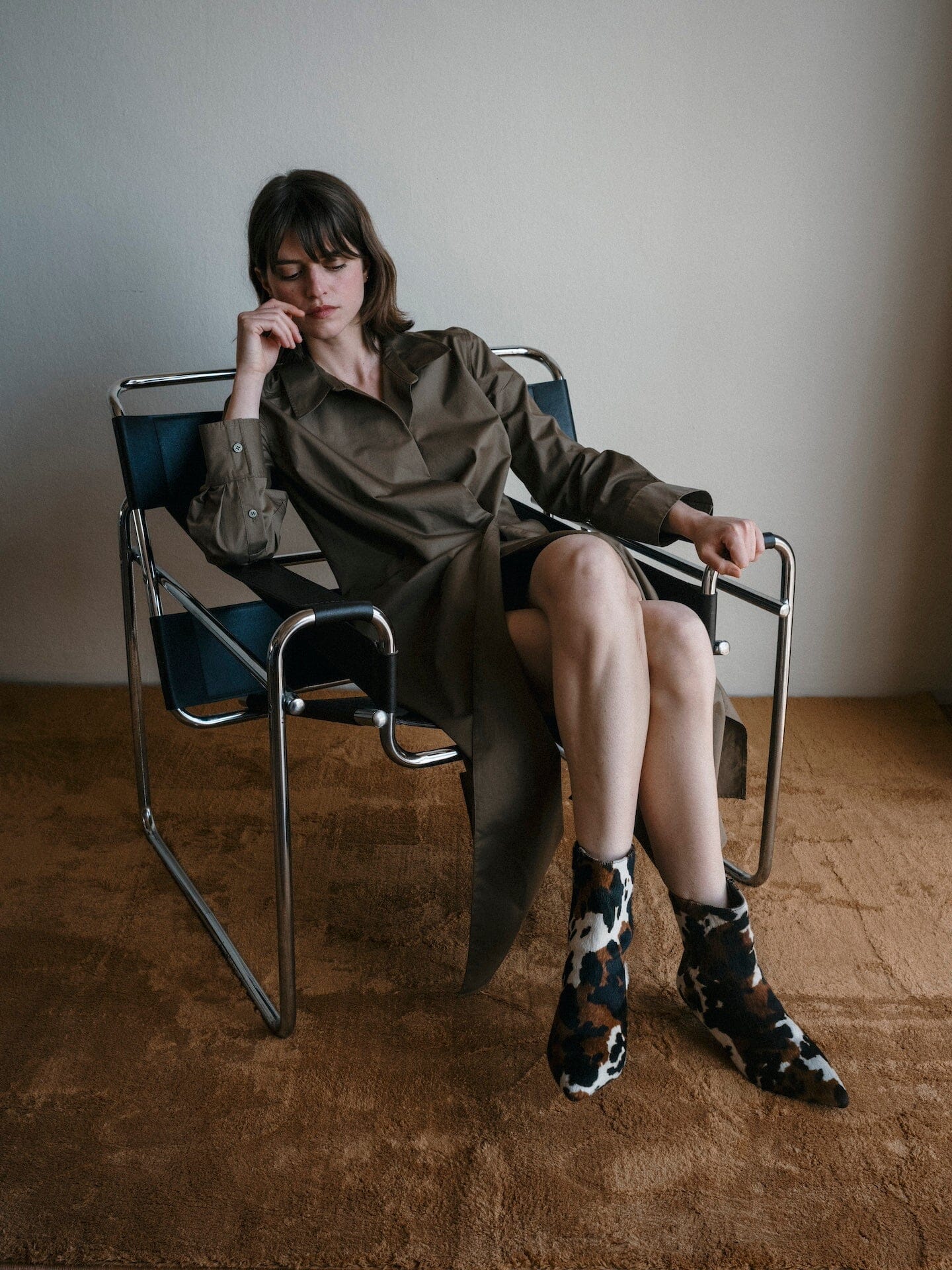 Paula Ankle Boots in Dark Brown Calf Hair Booties AUGUSTA