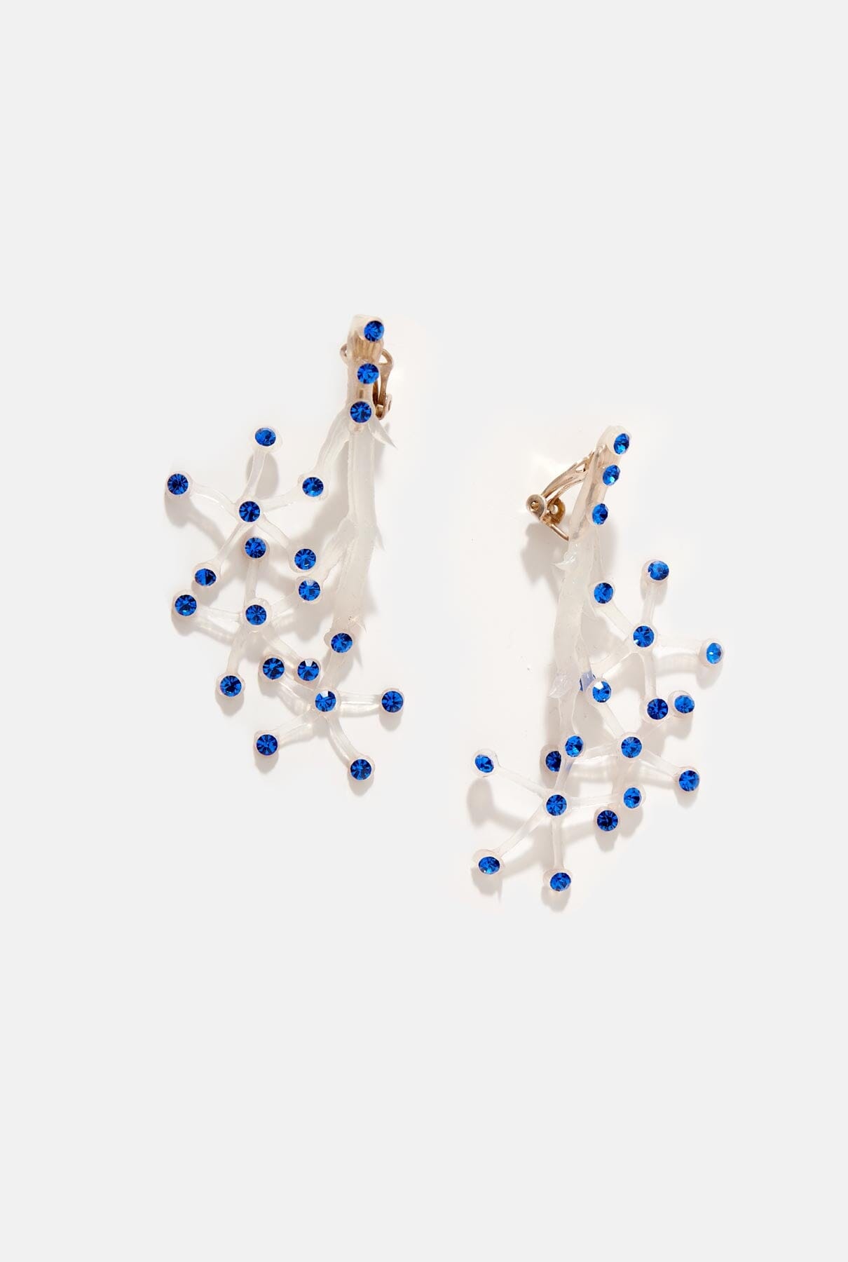 Pendientes Fernandina Transparente Piedra Azul Oscuro Earrings Joaquin Blanco