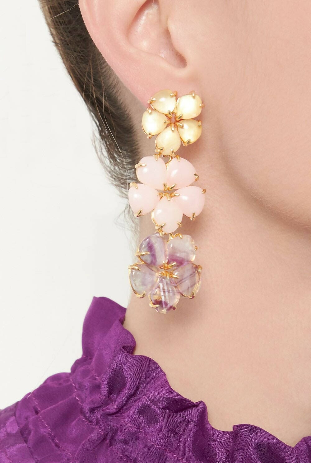 Pendientes Hibiscus Madreperla Dorada Pendientes Coolook
