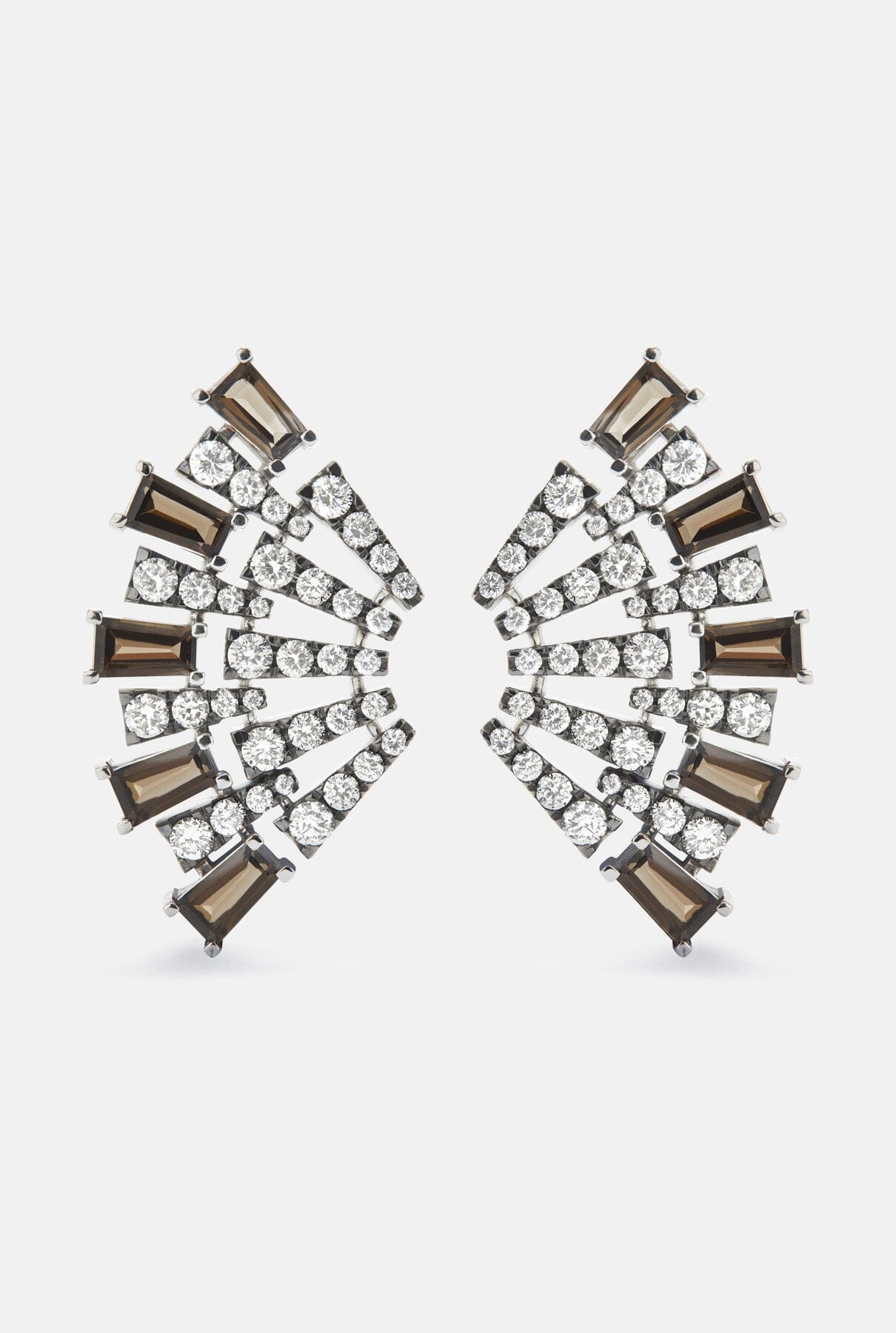 Pendientes Smoky Club L Cuarzo Earrings Gold & Roses