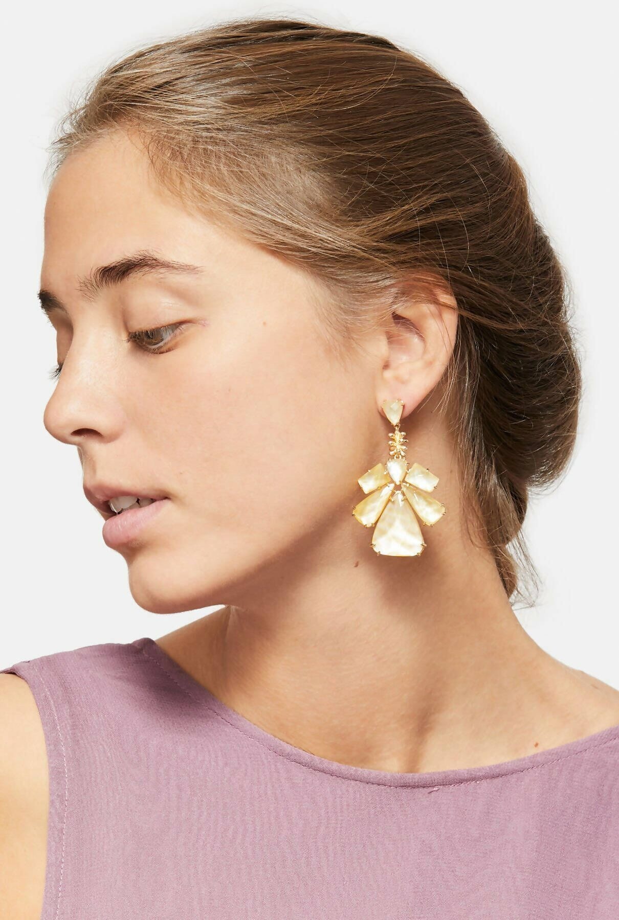 Pendientes Visir con madreperla dorada y cuarzo Pendientes Coolook