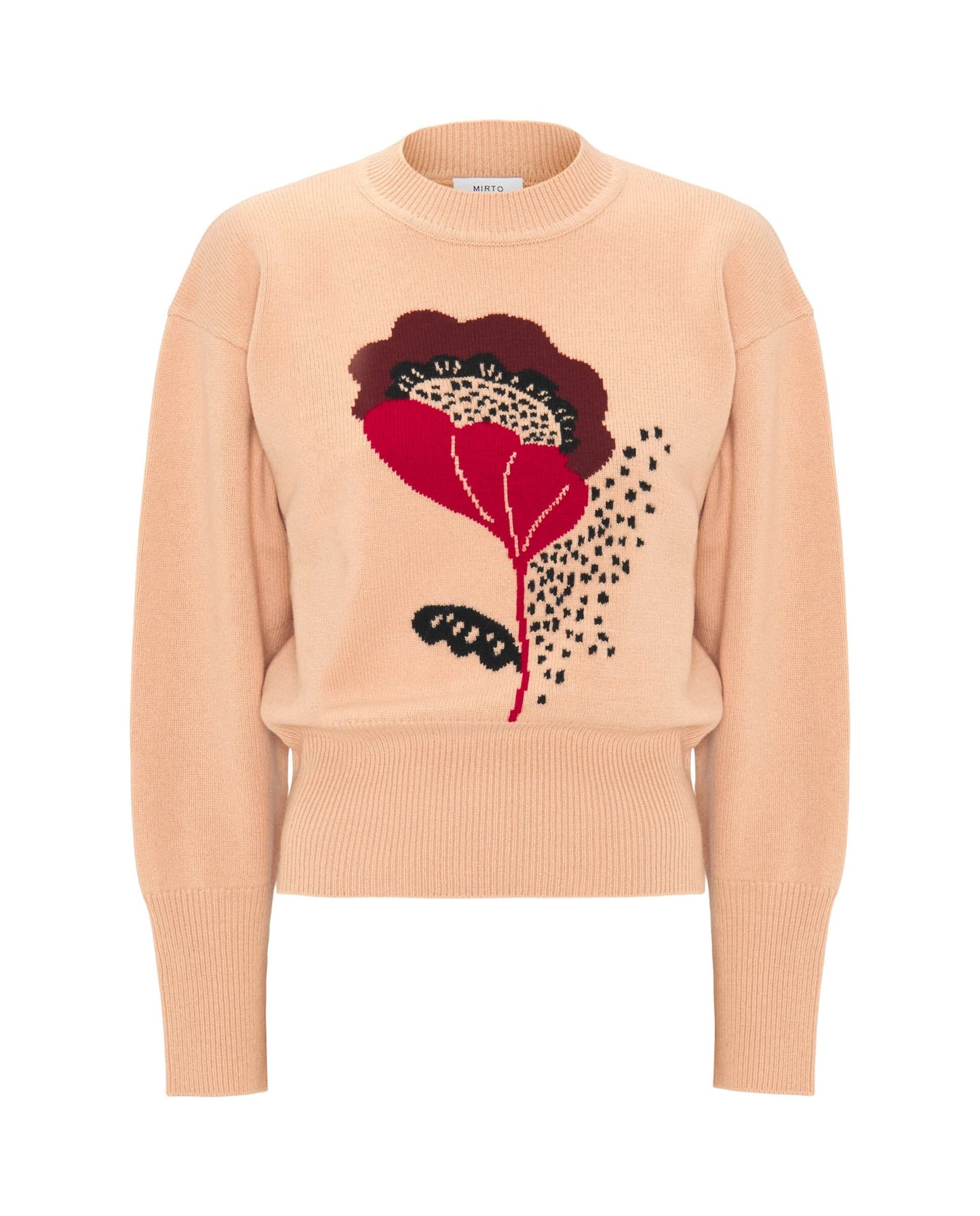 Pink floral jacquard cashmere wool sweater Sweaters Mirto