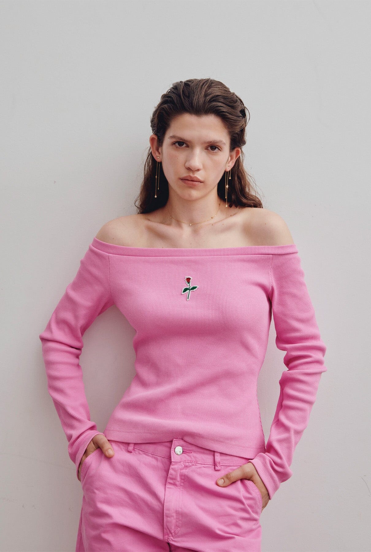 Pink Off-the-shoulder Tee T-Shirts & tops Ynes Suelves