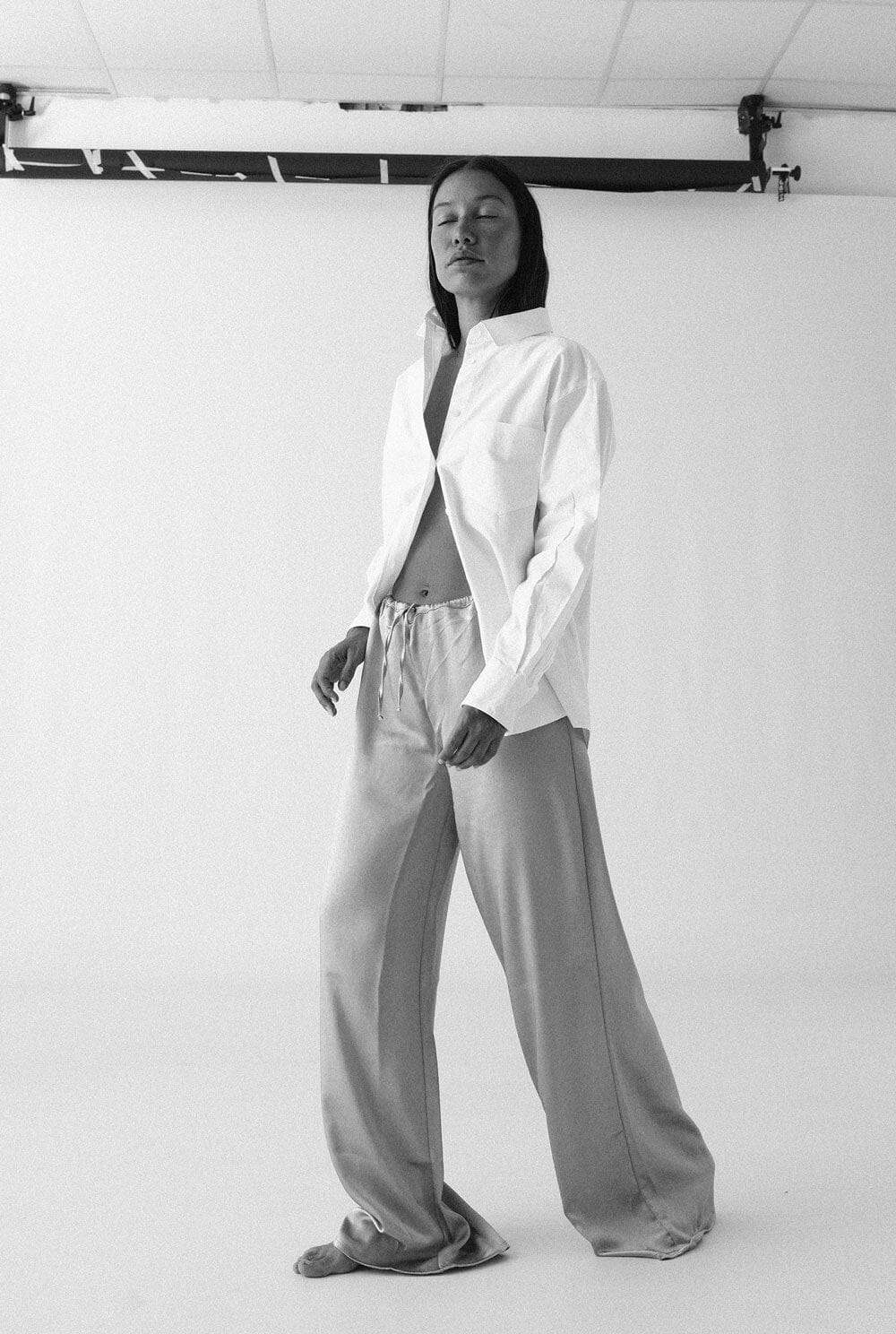 SATIN PANTS PETROLEUM BLUE Trousers The Villã Concept