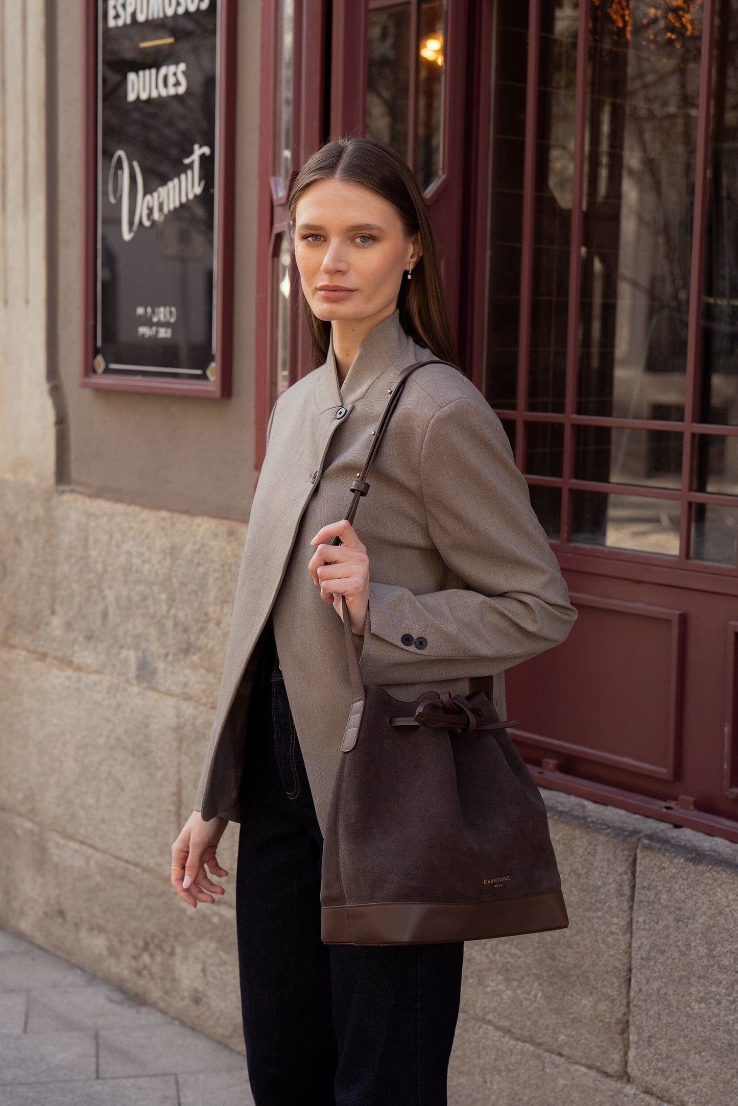 Telma Chocolate Suede Tote bags Carnevale Madrid