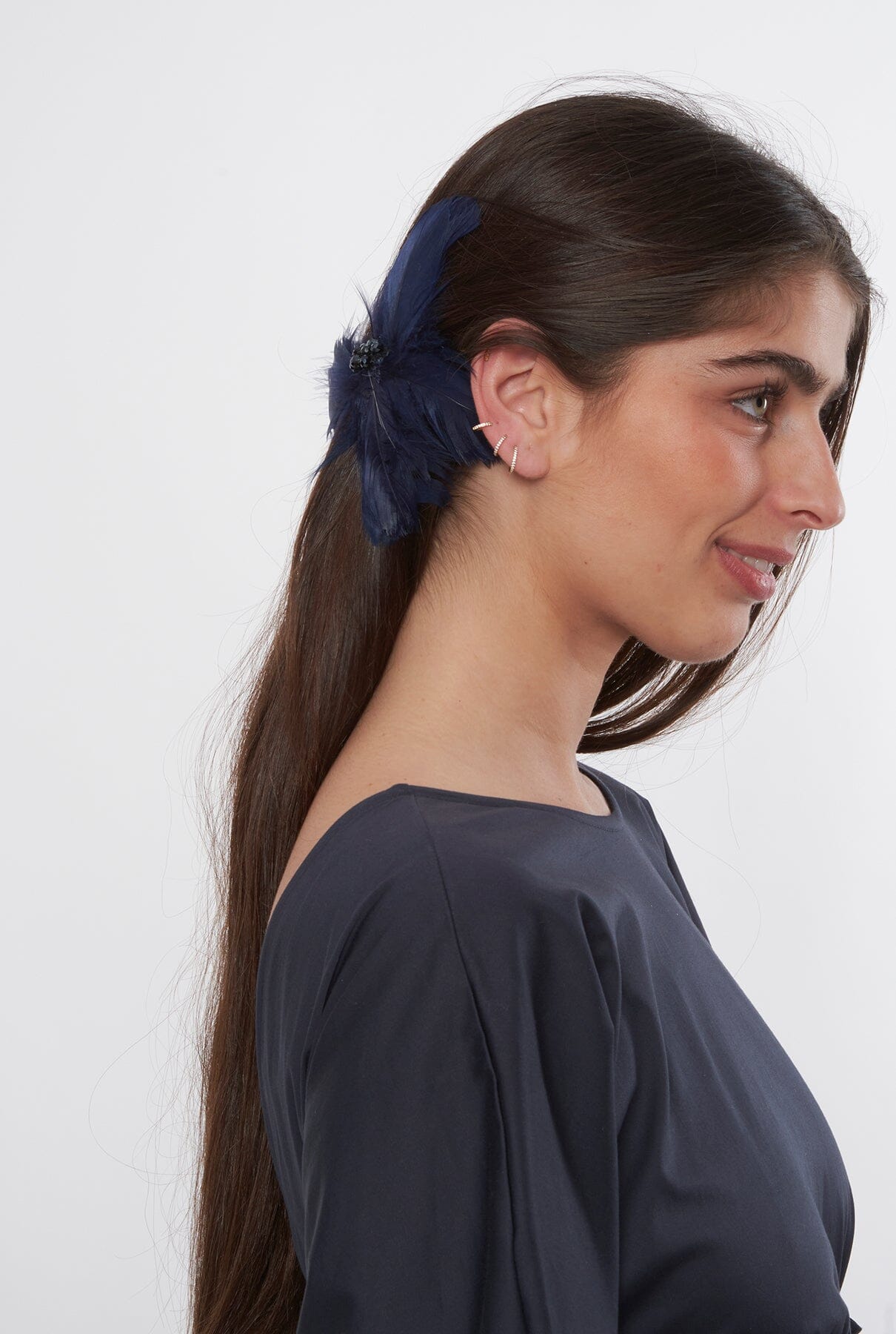 TOCADO MARIPOSA CON PLUMAS AZUL Ornaments Coterelle