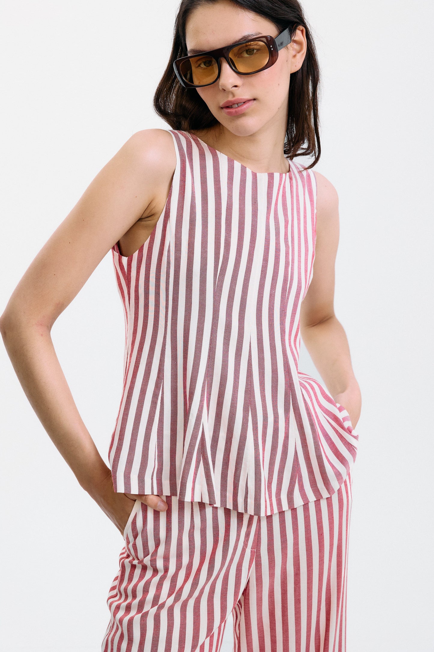 Top Gelosia Rayas Blanco y Rojo Tops and Blouses IPA BRAND
