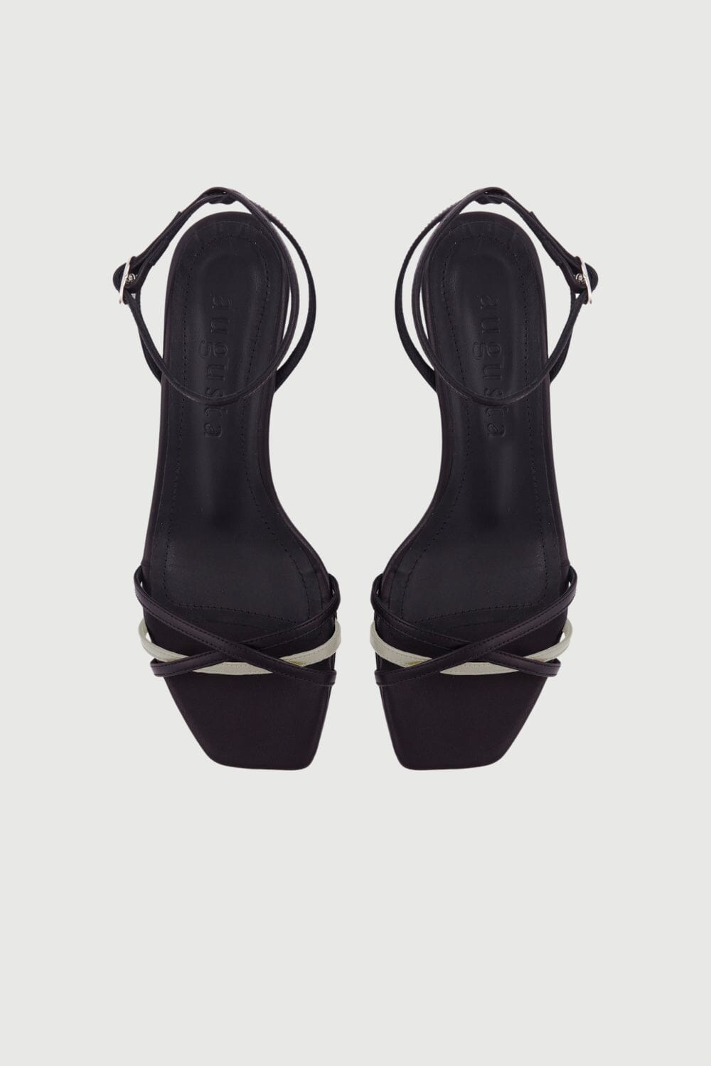Uma Sandals in Black & White Leather Flat sandals AUGUSTA