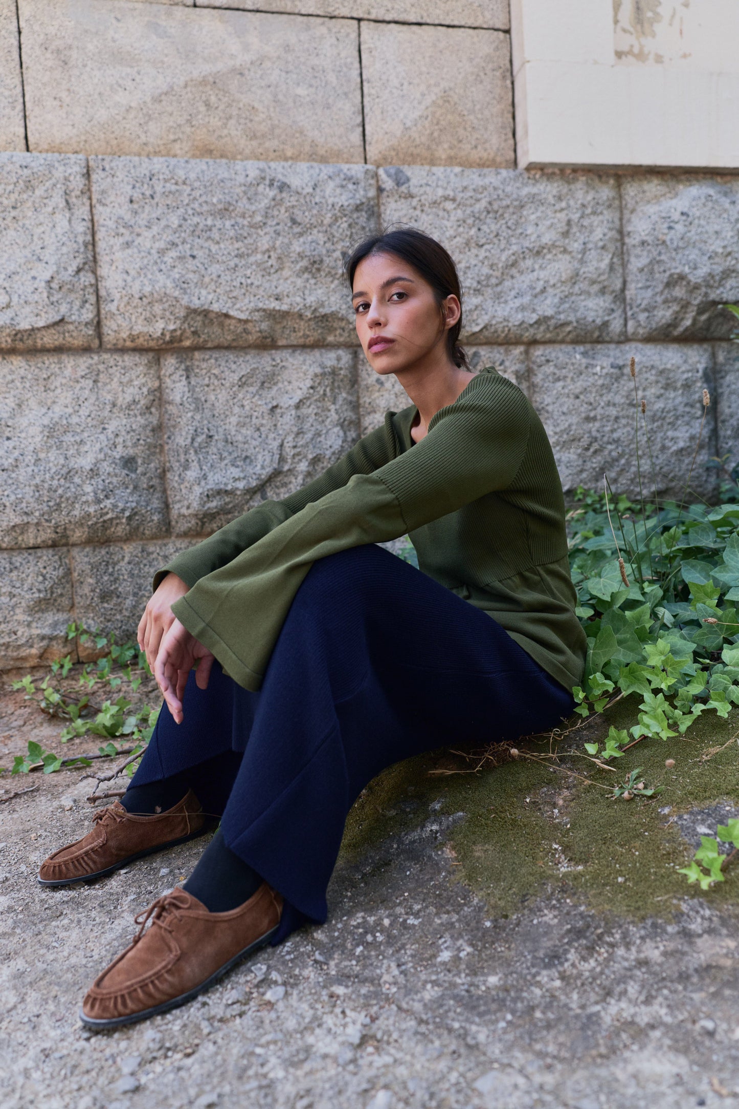 Vanesa Top Flared Military Green Sweaters Laia Alen