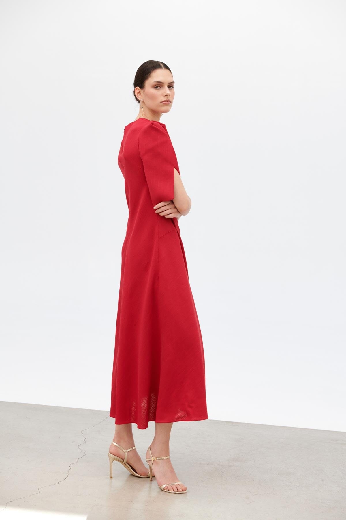 Vestido al bies con manga granate Dresses Devota & Lomba