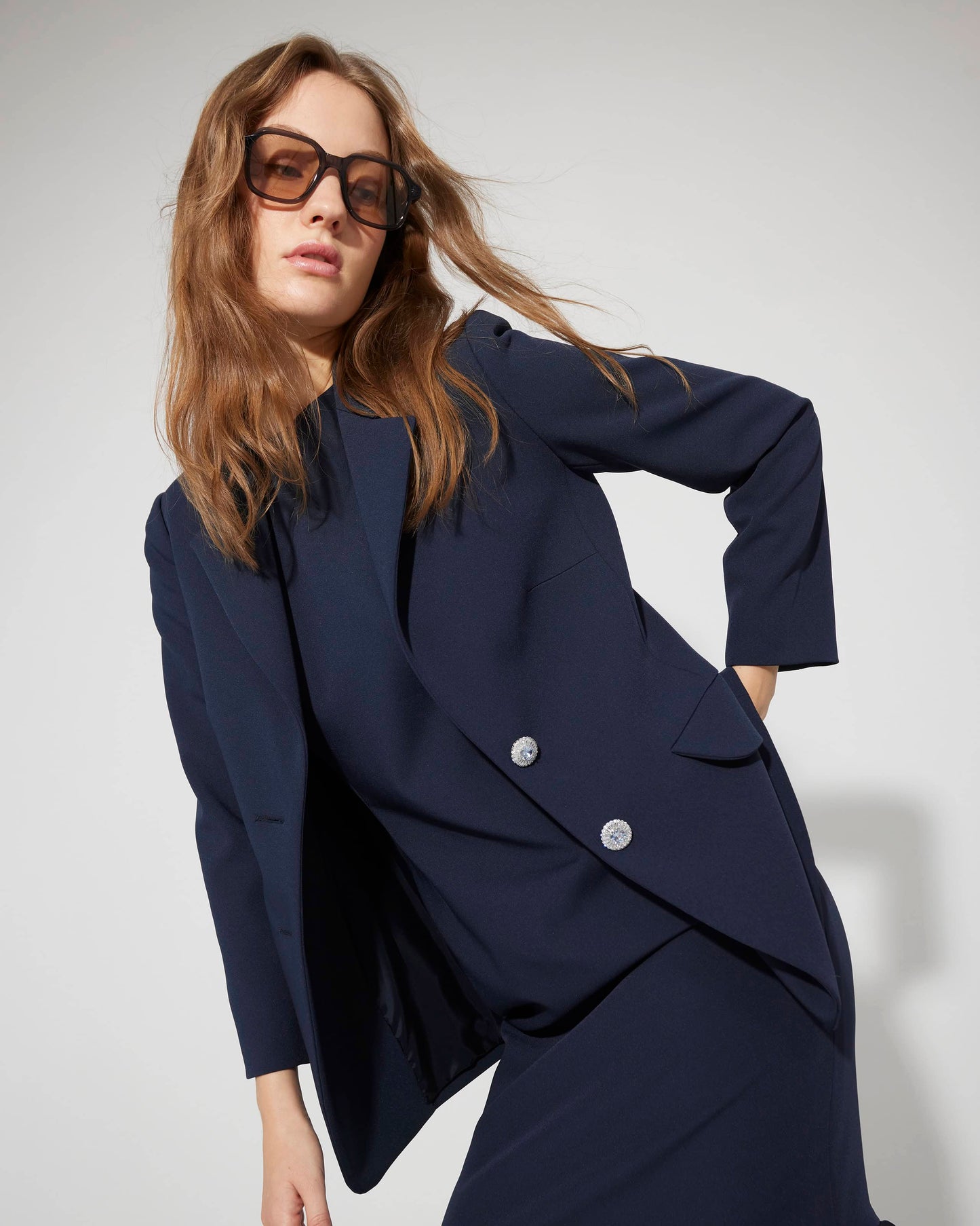 Vestido de crep con volante Dresses Tot-Hom