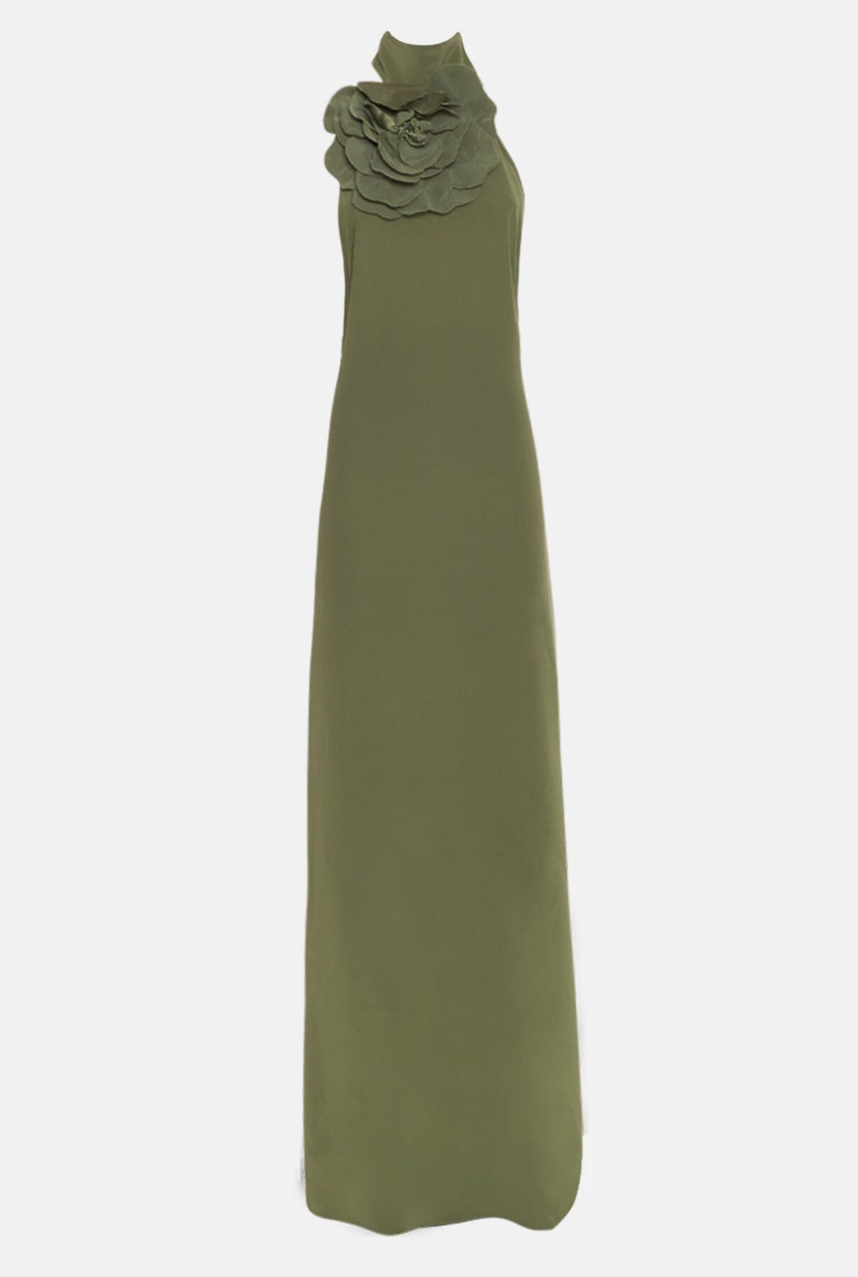 Vestido halter con flor verde caqui Dresses Malne