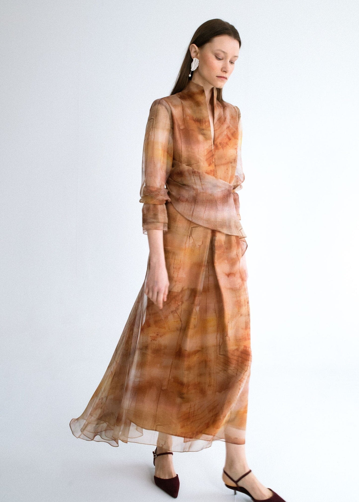 Vestido midi cruzado estampado organza Dresses Miguel Marinero