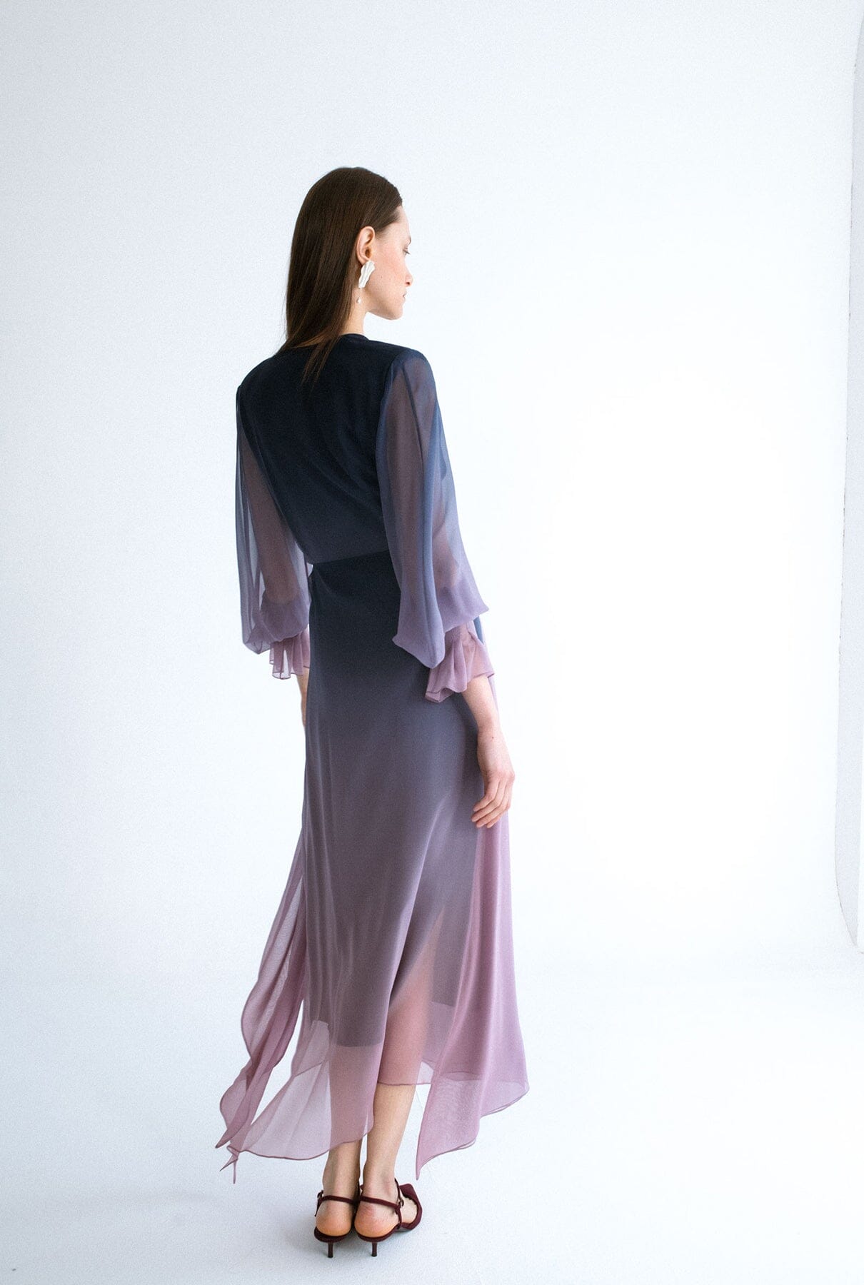 Vestido midi cruzado rose navy Dresses Miguel Marinero