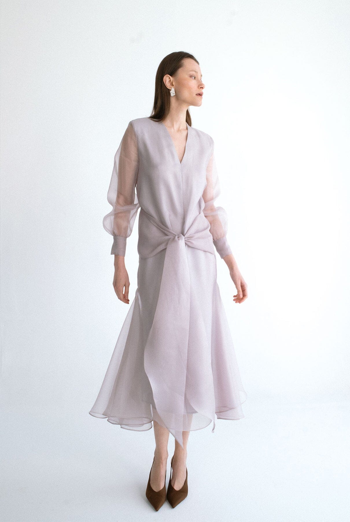 Vestido midi lazada gris Dresses Miguel Marinero