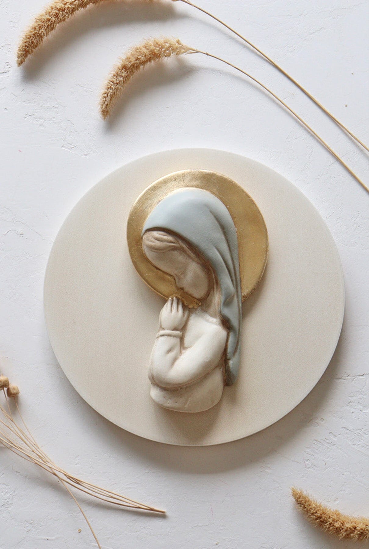 Virgen niña azul con corona en pan de oro Kids Accessories Mezzetta Kids