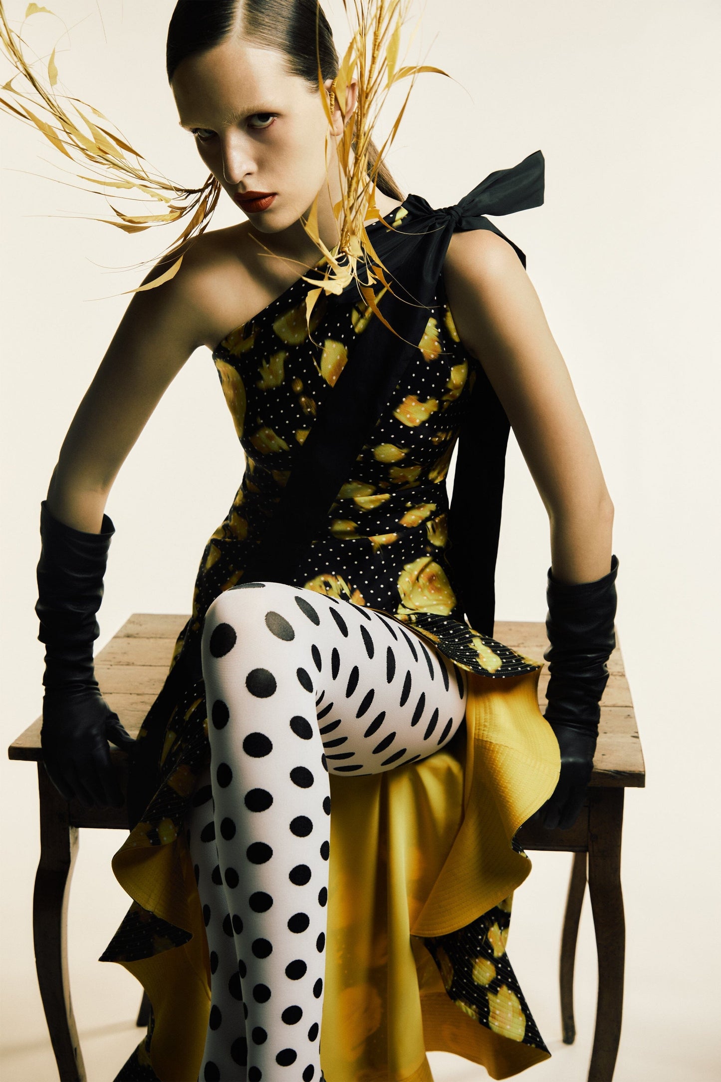 Yellow Ruffled Dress Dresses PALOMO SPAIN