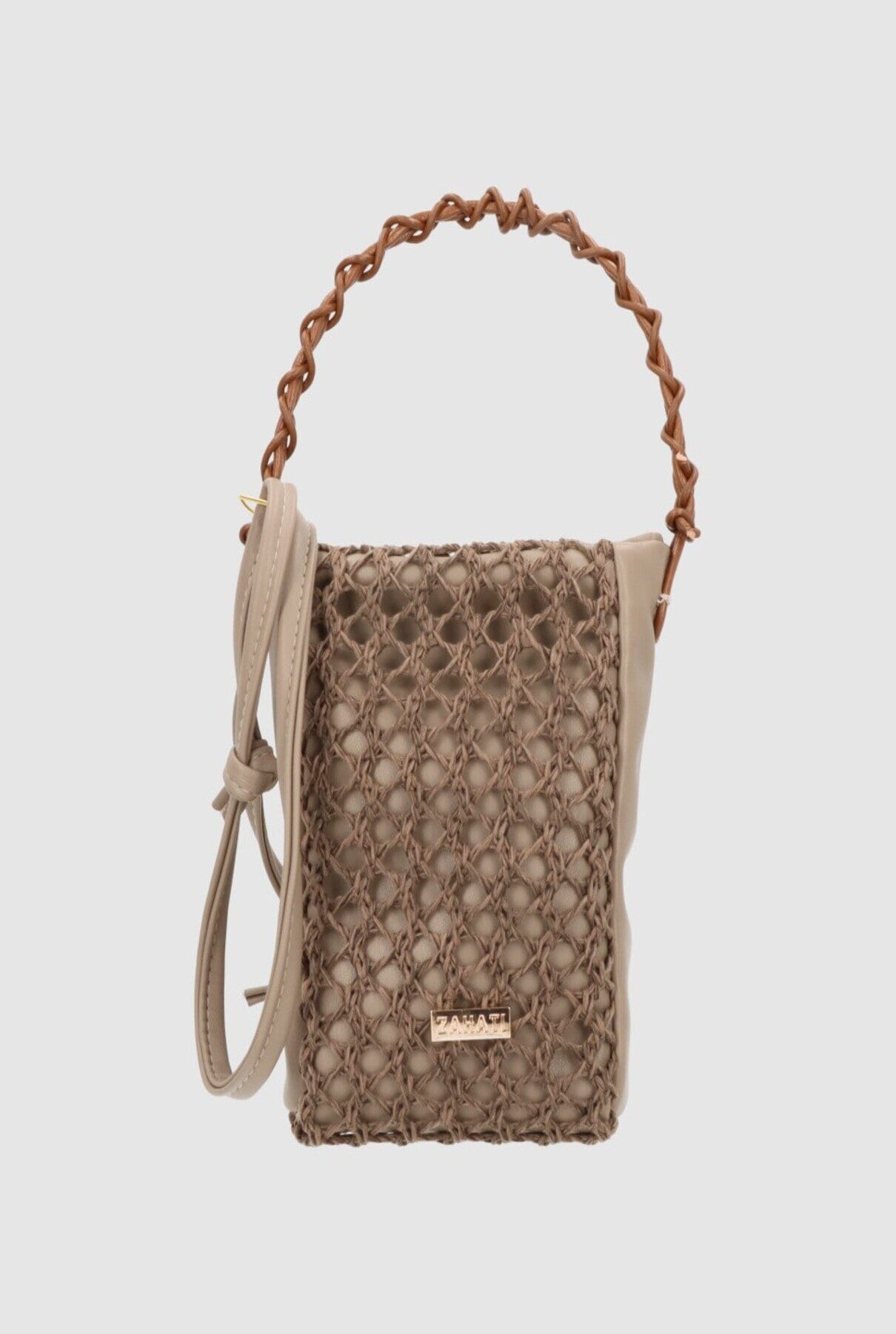 Zigzag Mini Bag Grey + Brown Crossbody bags Zahati