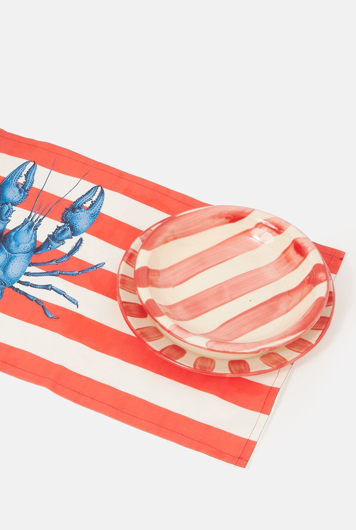 4 platos hondos colección rayas rojas Tableware Cantabrico Living