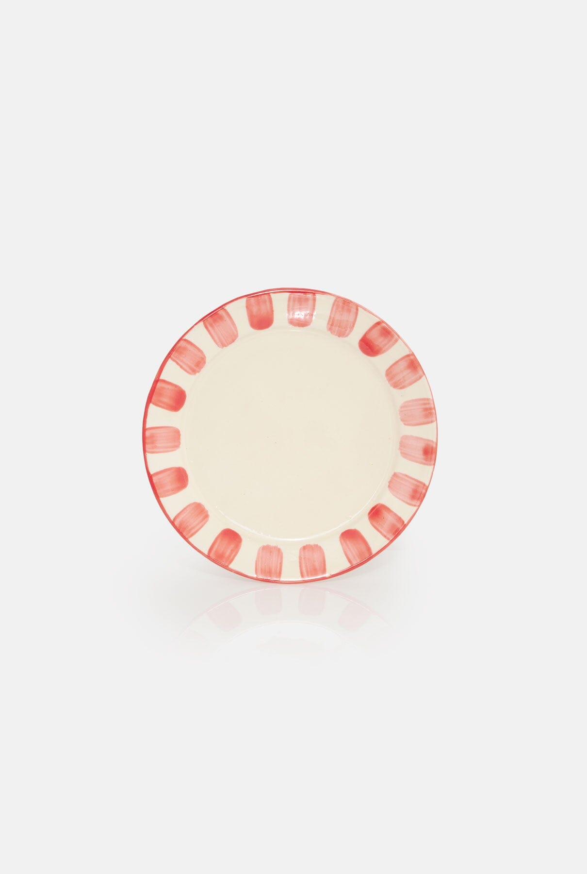 4 platos llanos colección rayas rojas Tableware Cantabrico Living